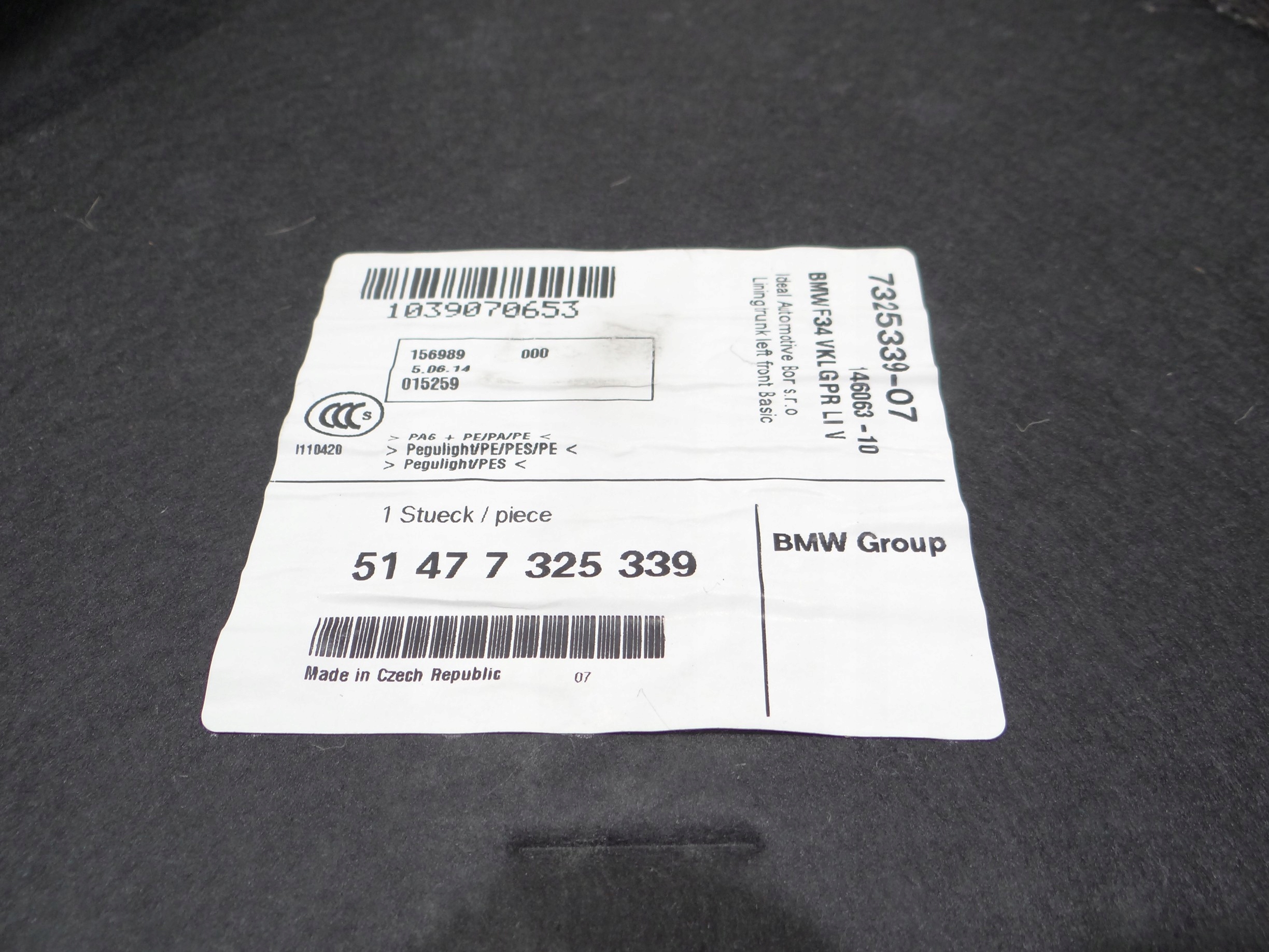 side upholstery boot left BMW F34 GT 7325339