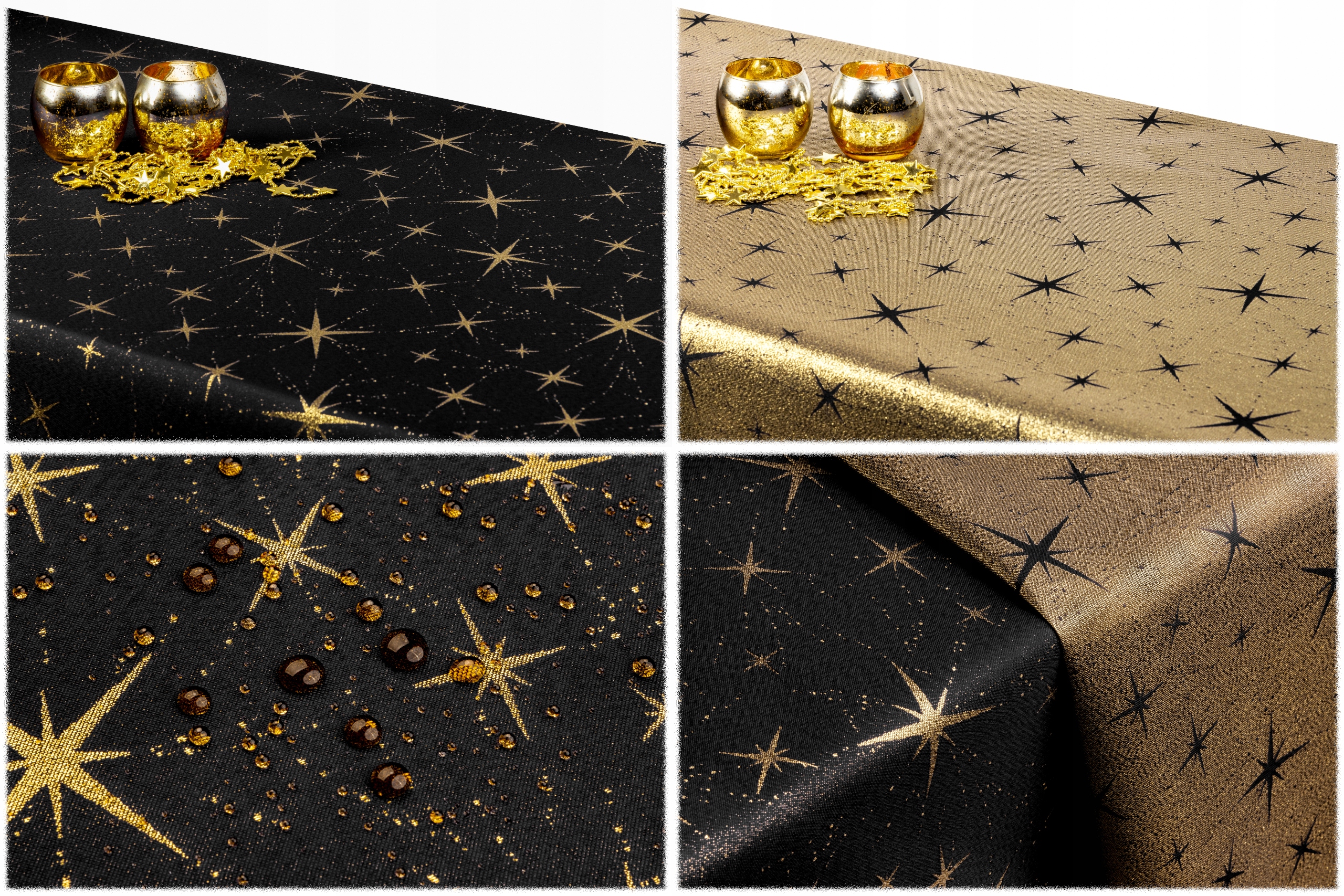 

obrus Dwustronny 170x190 Czarny meteor Złoty styl