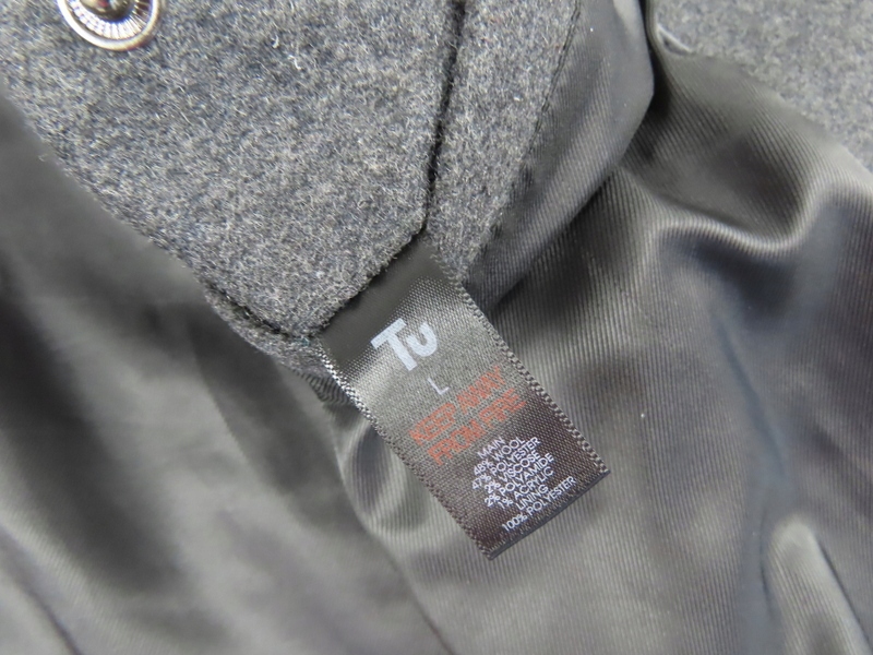 TU__PŁASZCZ DWURZĘDOWY SZARY WEŁNA__L Długość do połowy uda