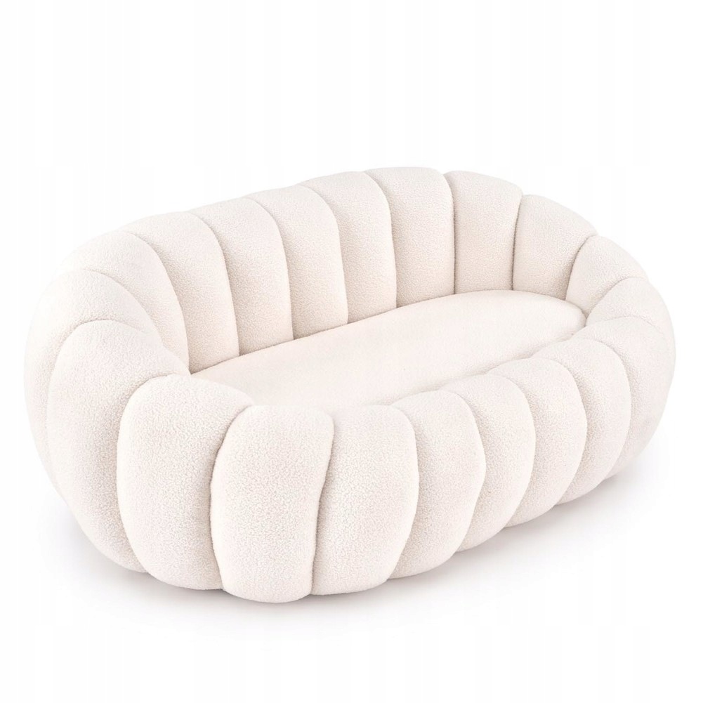 Sofa dwuosobowa, fotel wypoczynkowy kremowy boucle do salonu Gaspar XL
