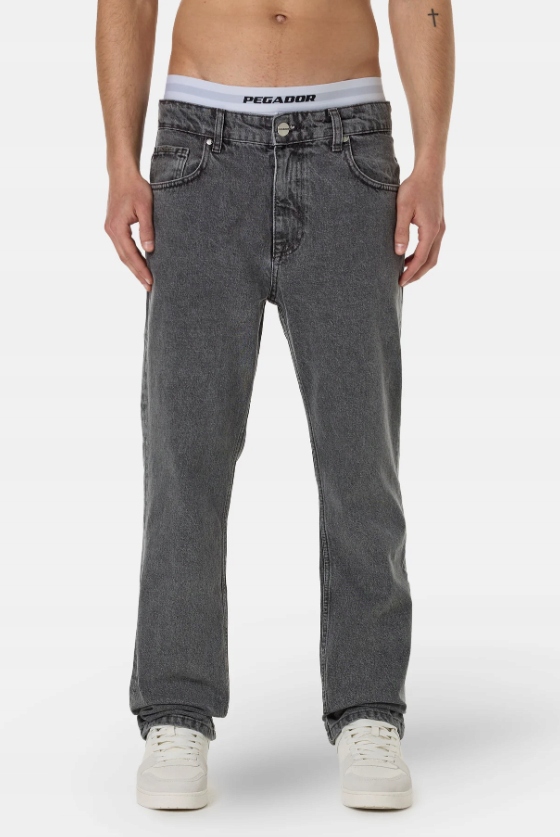 Džíny Pegador Baures Straight, šedé, seprané, velikost 29