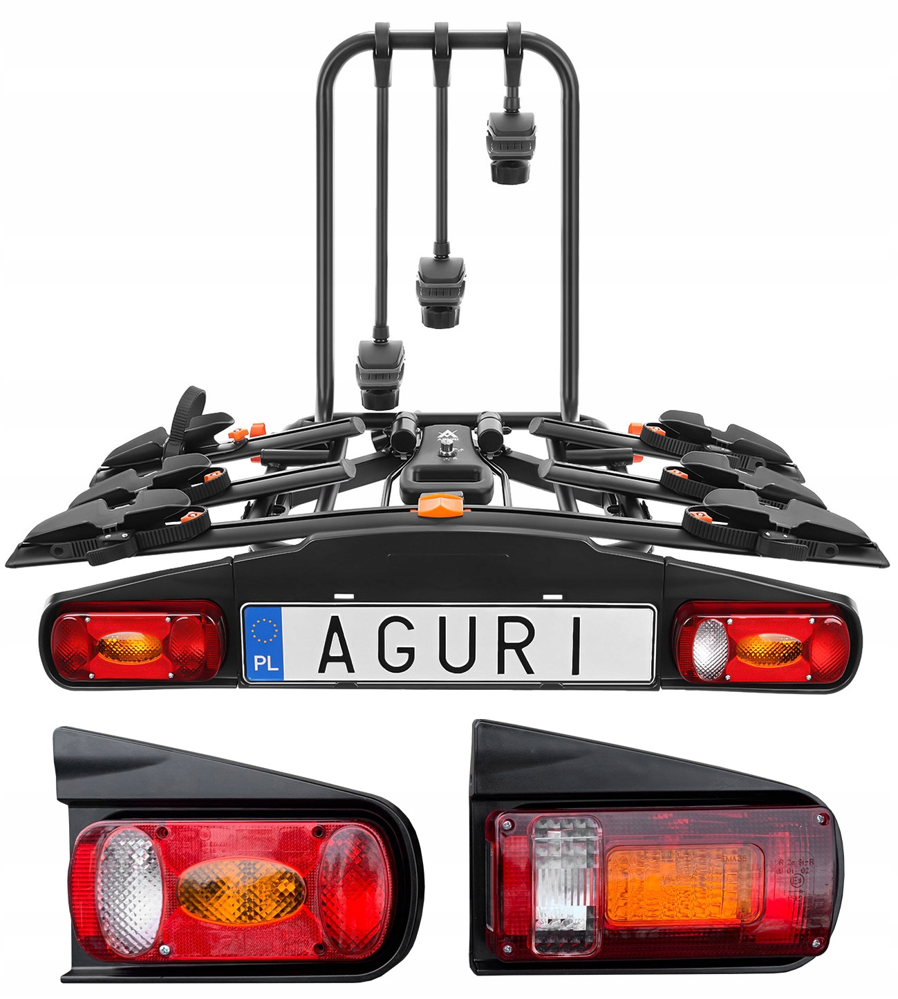 BAGAŻNIK ROWEROWY PLATFORMA NA HAK AGURI ACTIVE BIKE 3 ZAMYKANY + UCHYLANY Producent Aguri