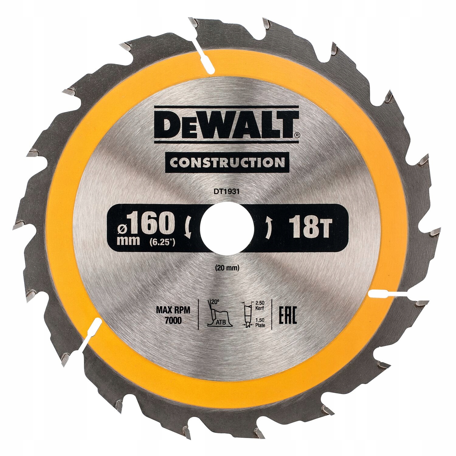 DEWALT TARCZA DO DREWNA 160X20MM 18Z DT1931