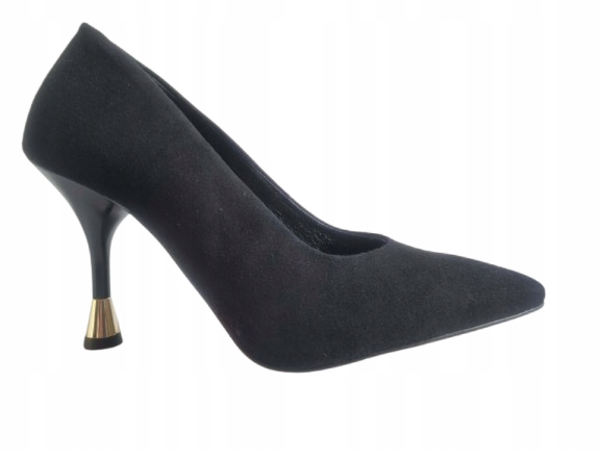 černé klasické dámské lodičky s krásnou koženou ozdobou na podpatku Karino 37