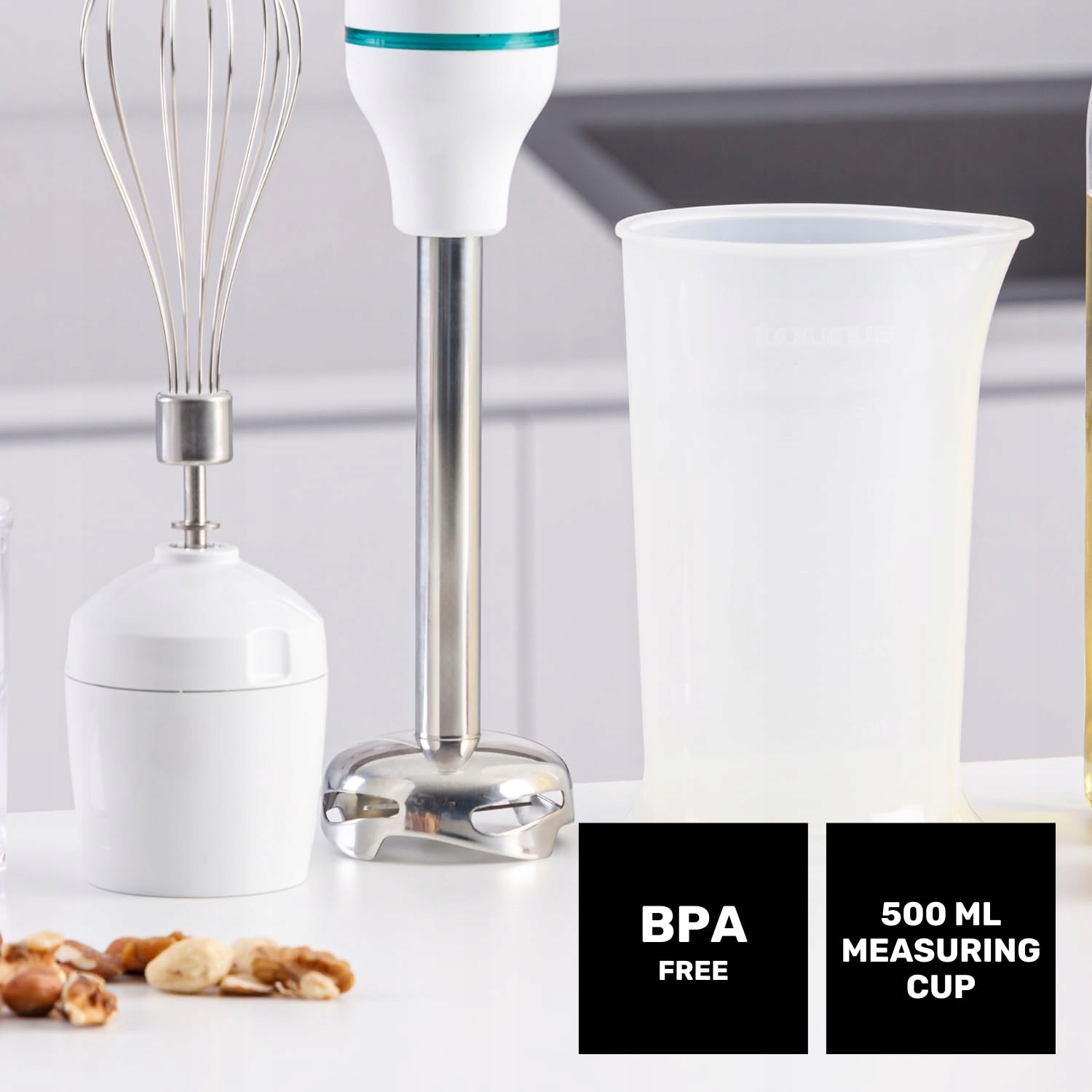 TAURUS Zestaw Blender Ręczny 600W 20 Prędkości Biały Akcesoria — miniatura 6