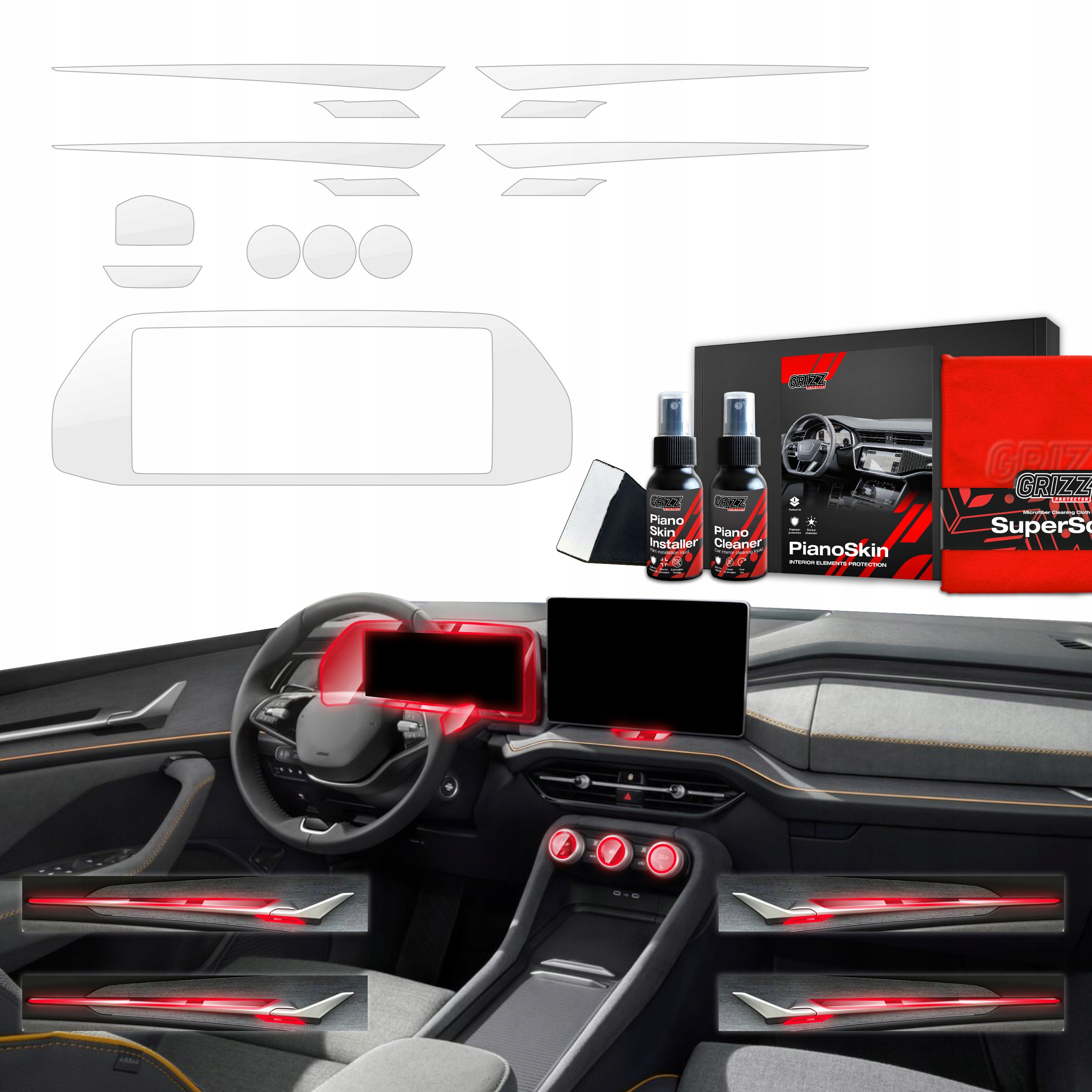 8v1 fólie do interiéru Škoda Kodiaq 2 (2024-2025) Bezbarvá