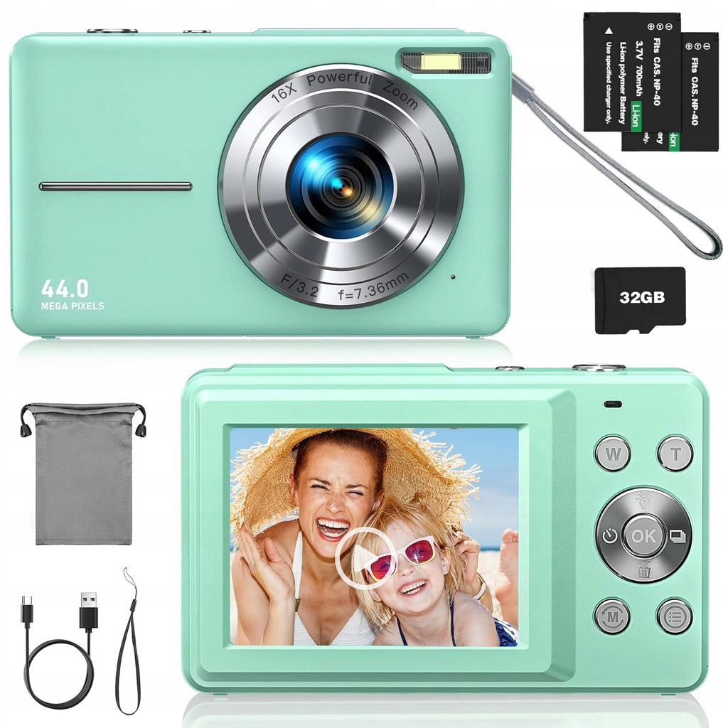 Digitální Fotoaparát Hd 1080P 44MP 16X Zoom Anti-shake 32 Gb Kartou