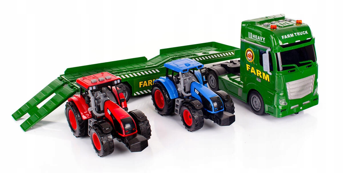 TIR LAWETA Z TRAKTORAMI FARMA INTERAKTYWNA CIĘŻARÓWKA ŚWIATŁA I DŹWIĘK Model S26