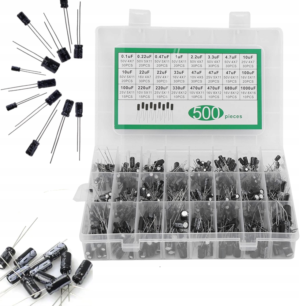 НАБОР ЭЛЕКТРОЛИТИЧЕСКИХ КОНДЕНСАТОРОВ 500 ШТ.