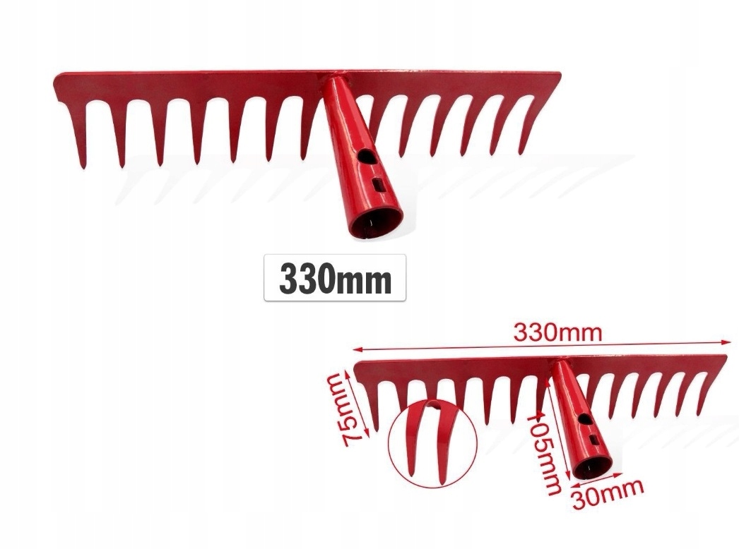 GRABIE METALOWE DO TRAWY ZIEMI 14 ZĘBÓW BEZ TRZONA
