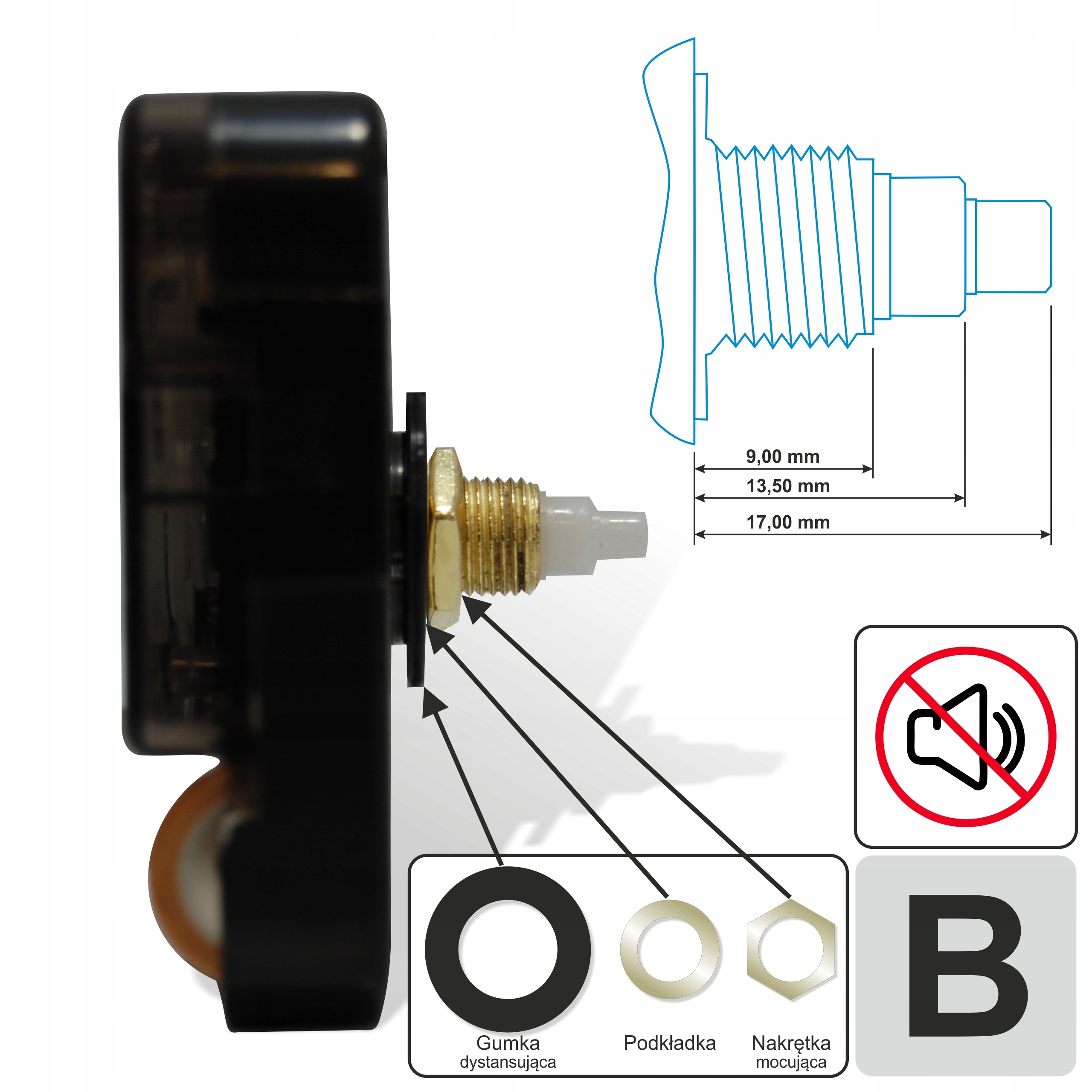 MECHANIZM B zegar cichy PŁYNĄCY FLEXISTYLE Kod producenta MECH-B