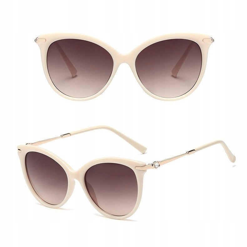 OKULARY damskie PRZECIWSŁONECZNE ecru kocie oko Płeć kobieta