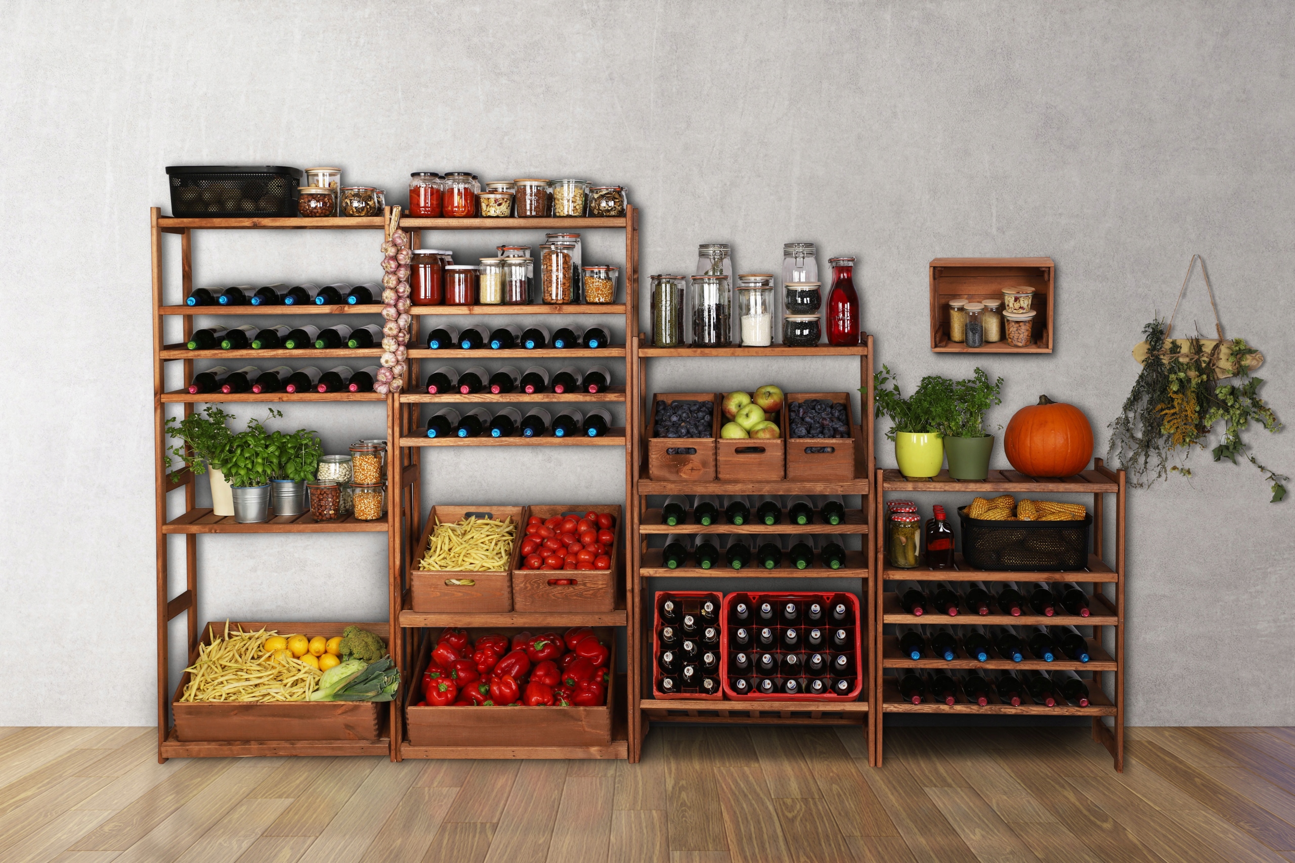 Regał na skrzynki butelki owoce LSR 2 pół Szary Szerokość produktu 70 cm