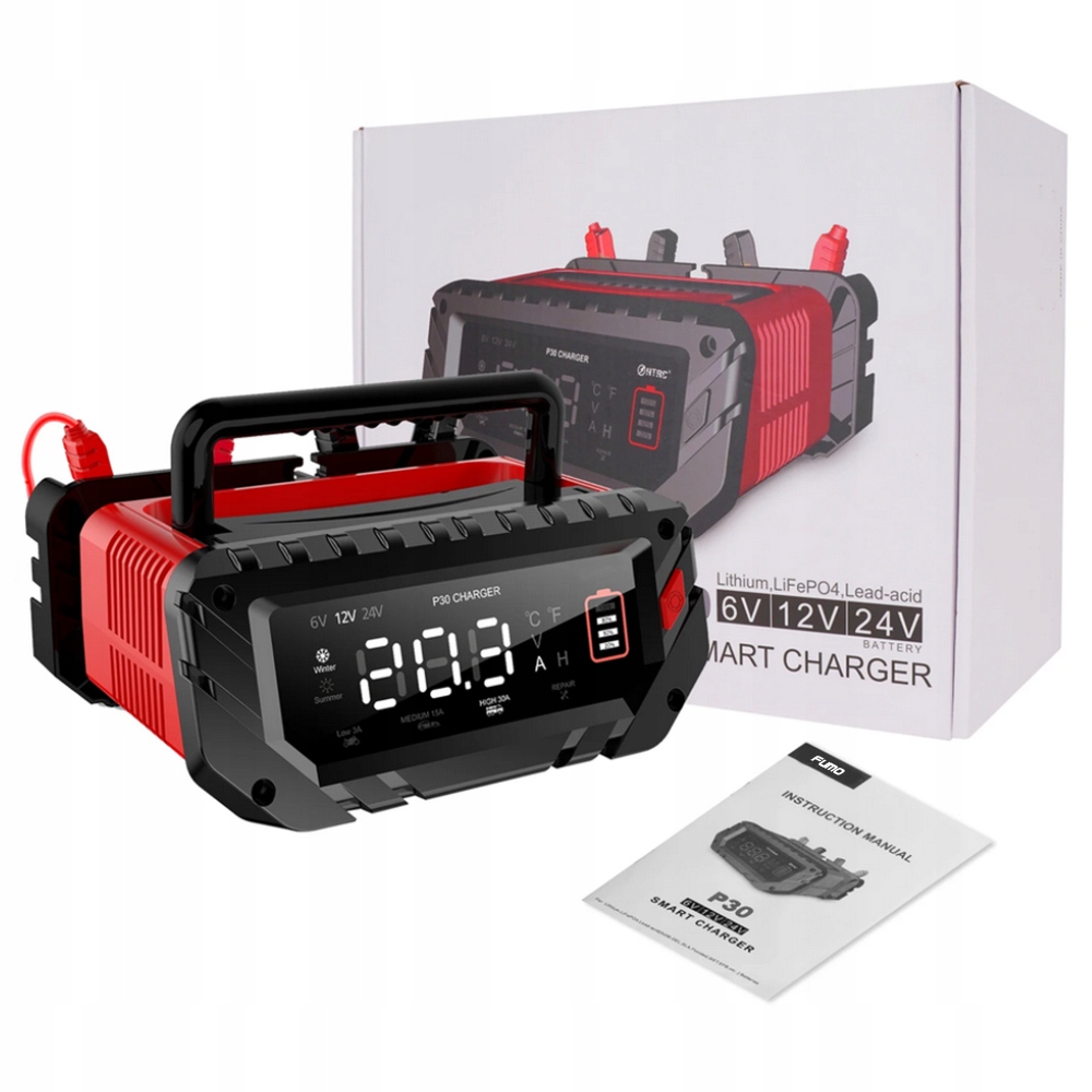 Prostownik Automatyczny Do Akumulatorów 12V 24V 30A Naprawa Akumulatora LCD
