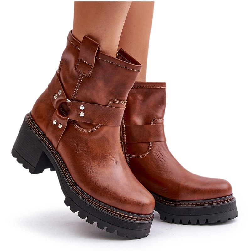 Dámské Kotníkové Boty Z Přírodní Kůže Na Zip Sloupek Lewski 3435 Hnědé 37