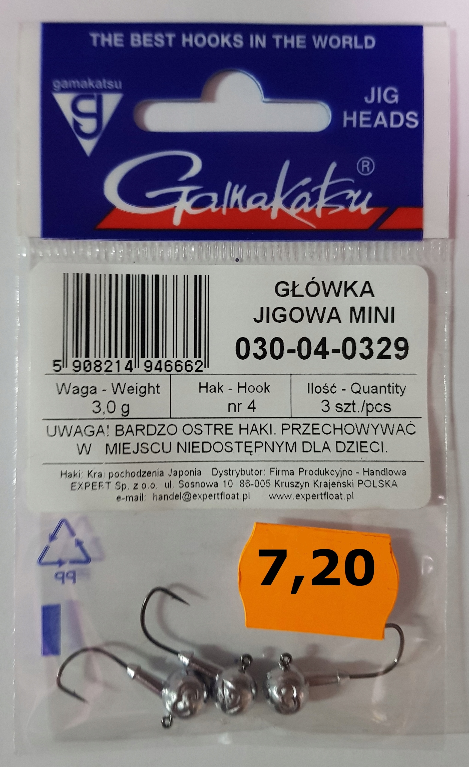 Główka jigowa Gamakatsu Mini 3g hak nr 4