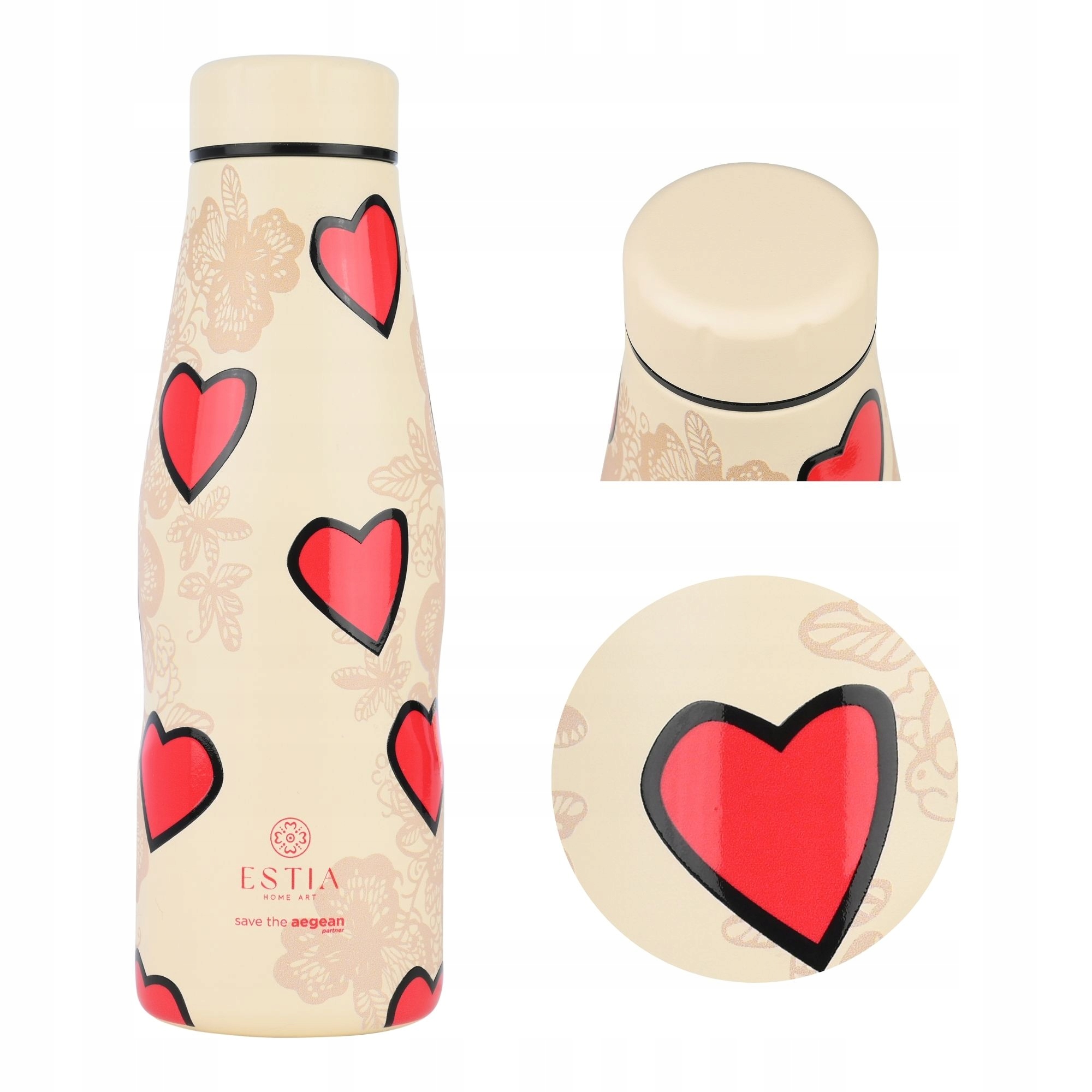 Termoláhev 500 ml v srdci, termoska na kávu, čaj z oceli, vzduchotěsná