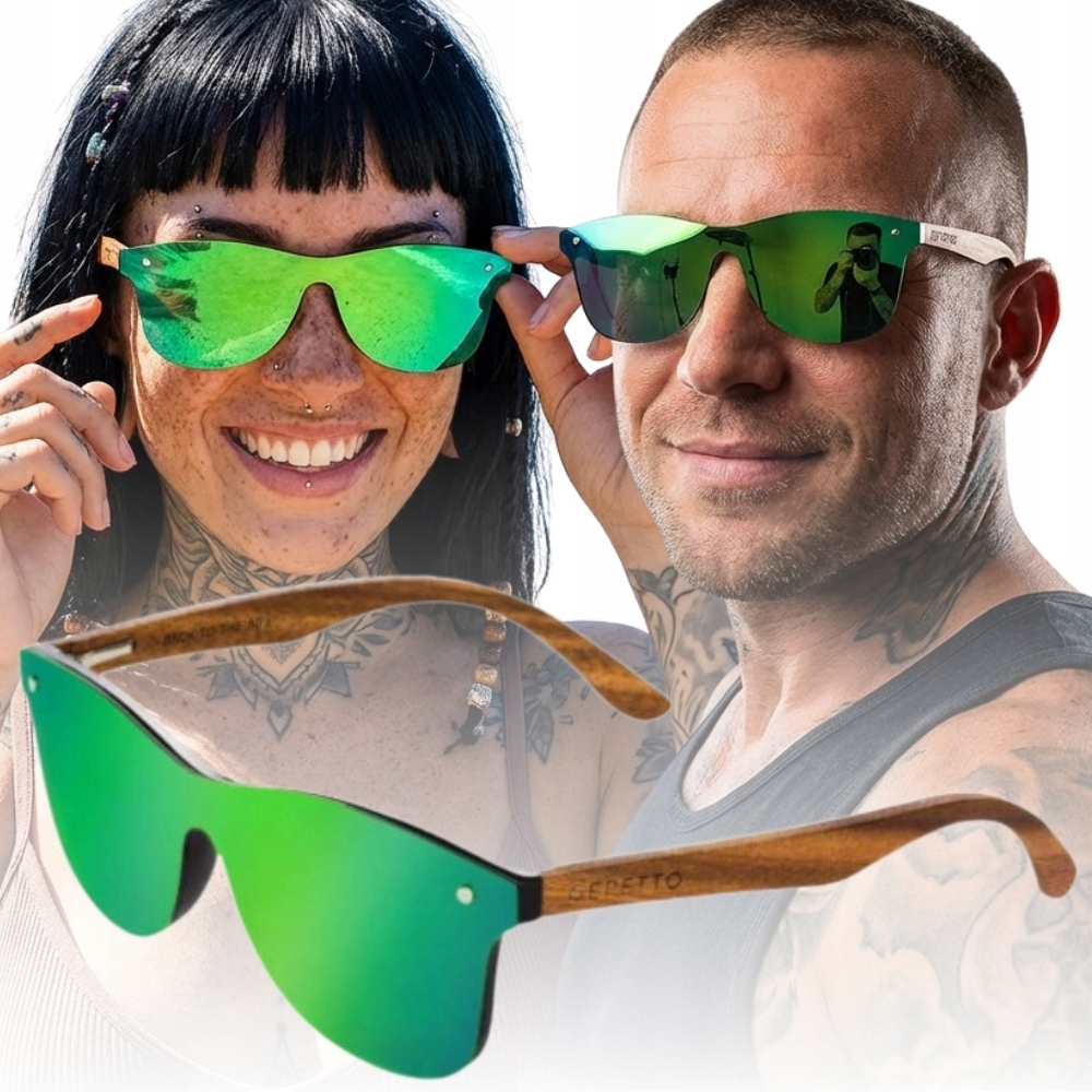 Okulary przeciwsłoneczne Gepetto Boney M Lime z polaryzacją, UV400 i etui