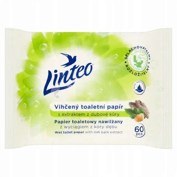 

Nawilżany papier toaletowy z wyciągiem z kory dębu