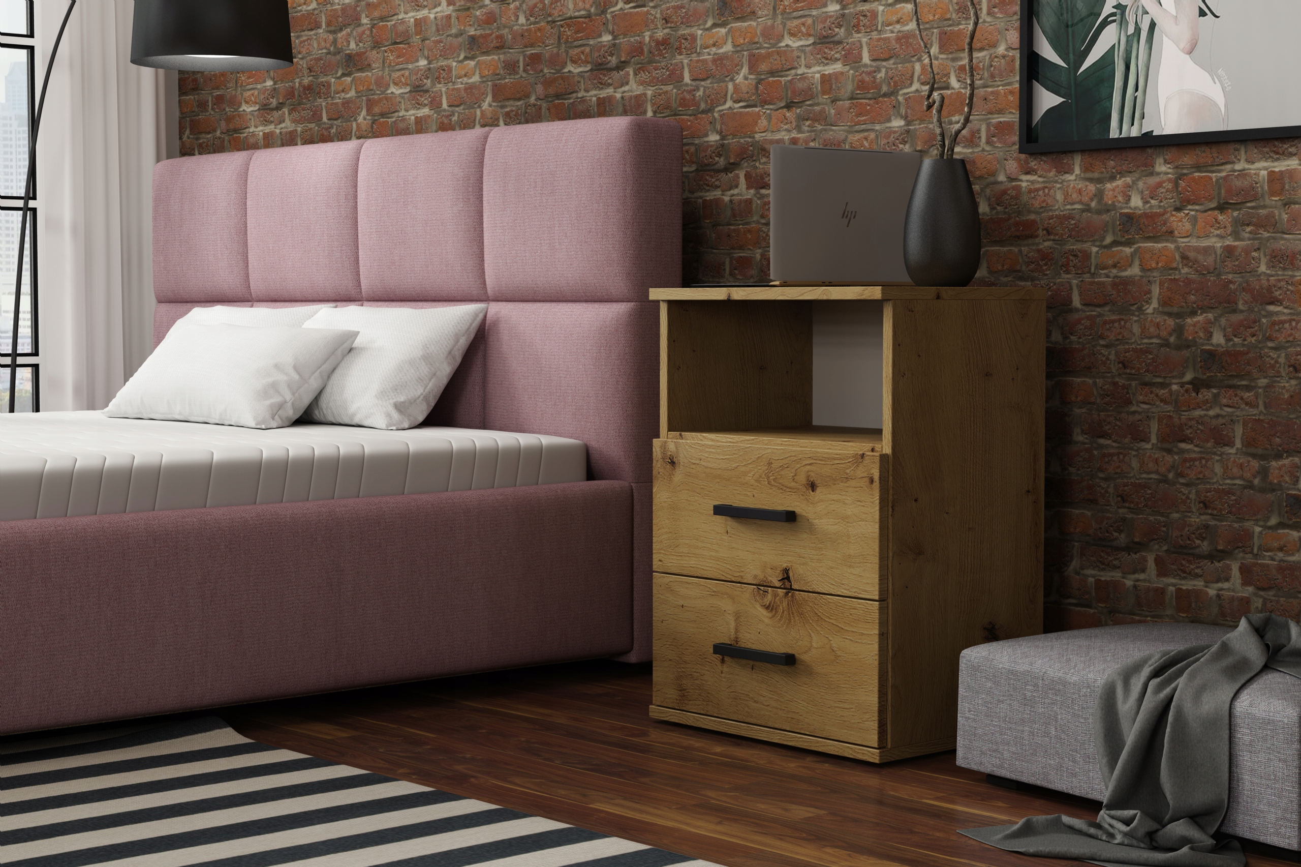 SZAFKA NOCNA Z SZUFLADAMI ARTISAN 48x65 nowoczesna szafka do sypialni