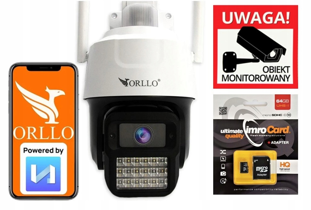 Kamera Orllo N2 Sim 3MP SuperHD 5xZOOM Defog otáčení barev v noci Karta 64GB