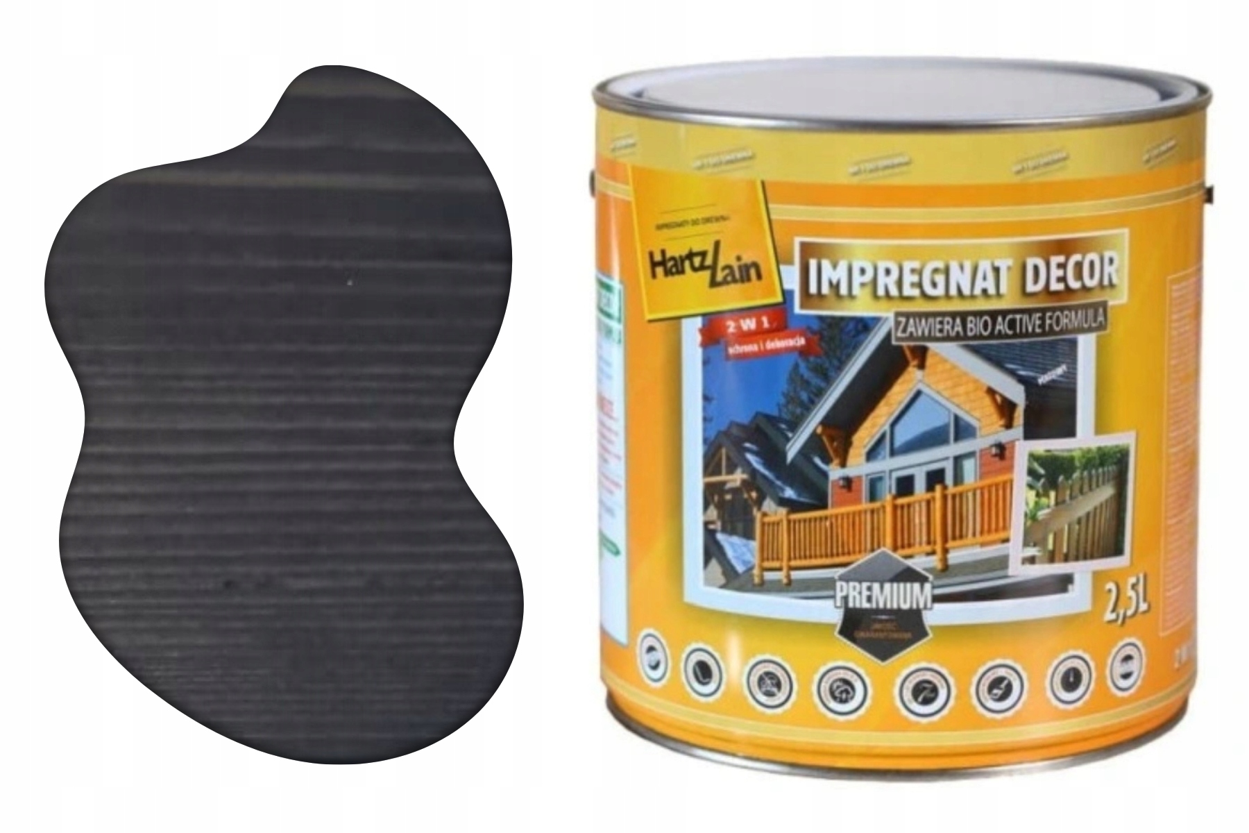 HartzLain Decor Grafit impregnat HartzLack 2w1 2,5L