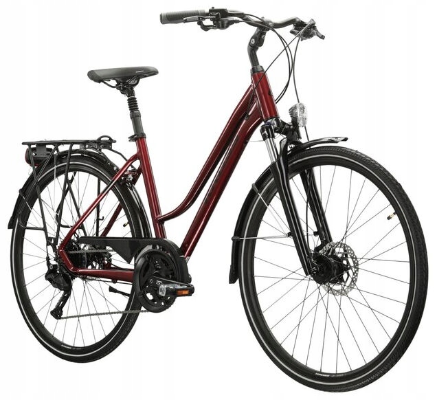Rower trekkingowy damski Kross Trans 5.0 M 28" rubinowo-czar