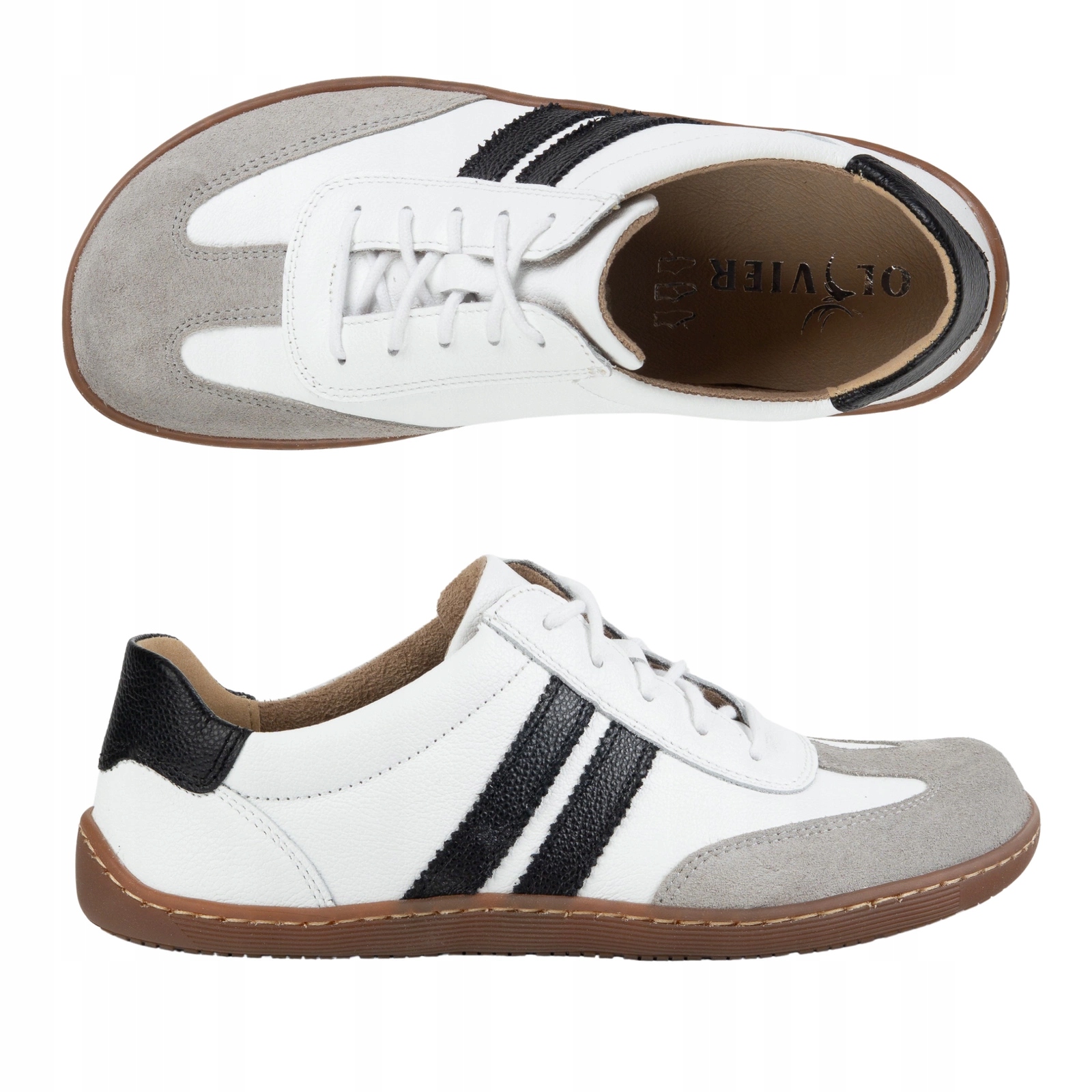 Dámské boty Barefoot Olivier 1287 kožené bílé s černou 38