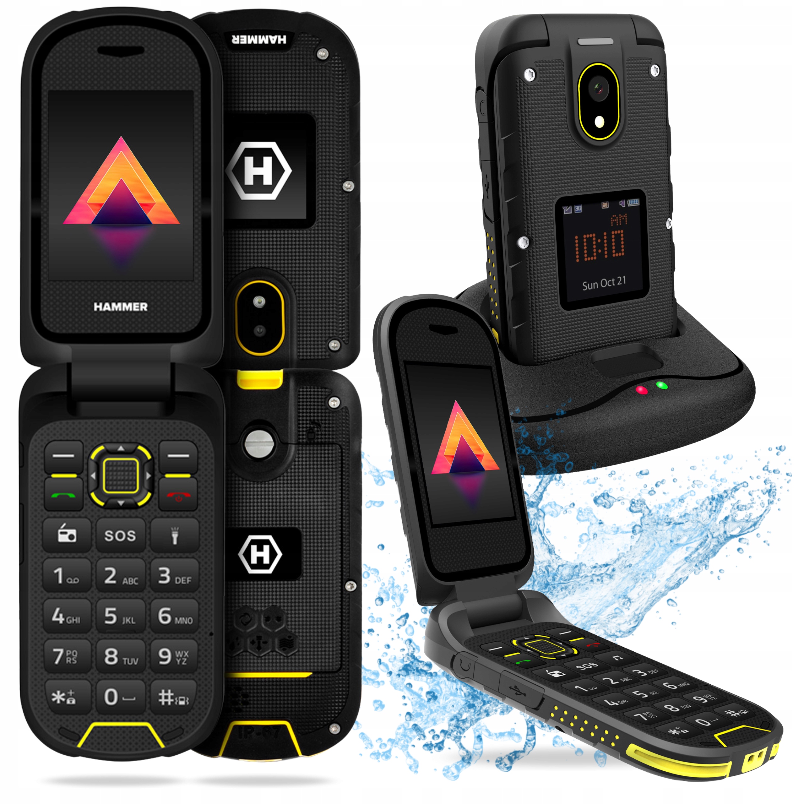 Hammer Bow Lte 4G Pancerny Telefon Komórkowy Z Klapką Baza Ładująca Zestaw