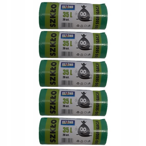 

Worki do segregacji śmieci 35L 20 szt. zielony x5
