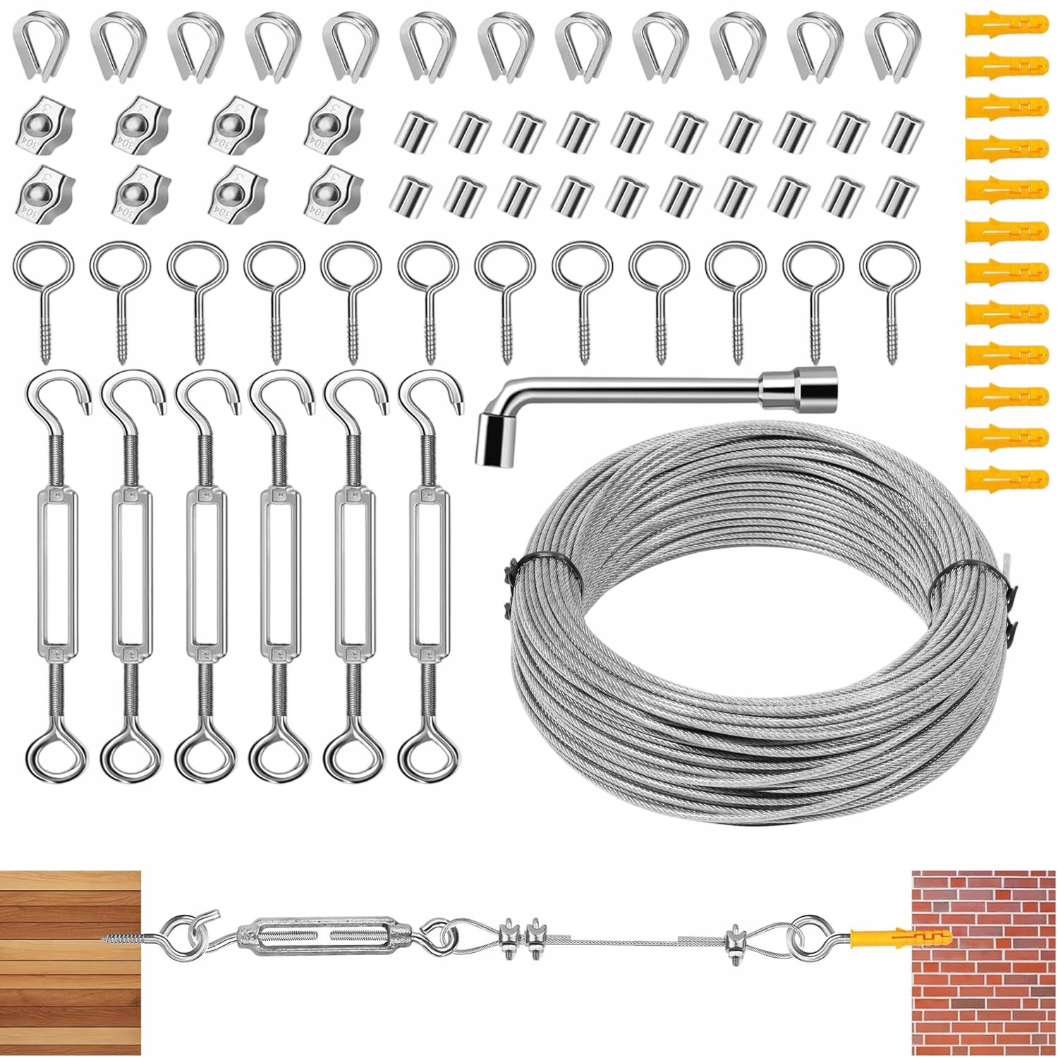 35 M/2 MM Lanový Set Zahradního Kabelu Z Nerezové Oceli Je Pevný A Odolný