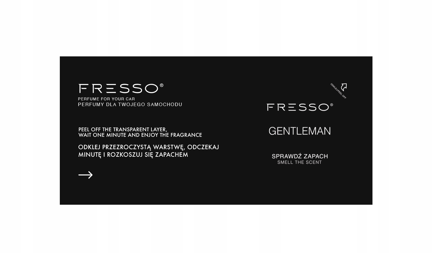 FRESSO ZESTAW TESTER 8 KART ZAPACHOWYCH perfumy zapachy do samochodu auta Stan opakowania oryginalne