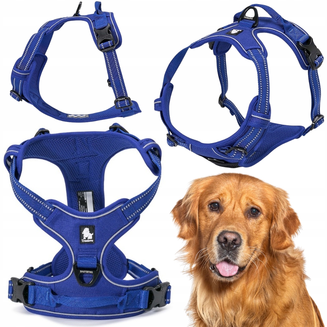 Levně Postroje Pro Psa Truelove Easy Walk Silné Odolné Reflexní Modré XL