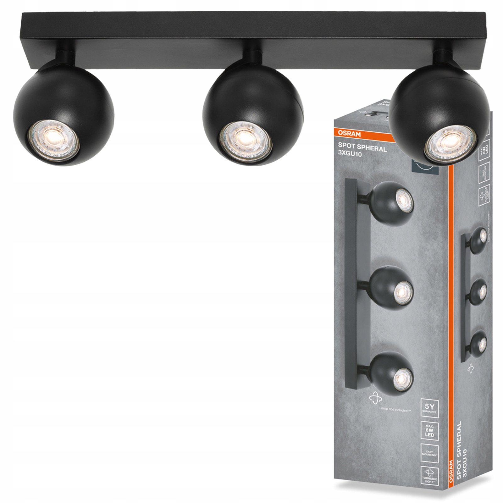 Stropní Svítidlo Nástěnné svítidlo Pohyblivé bodové reflektorové 3x GU10 Osram