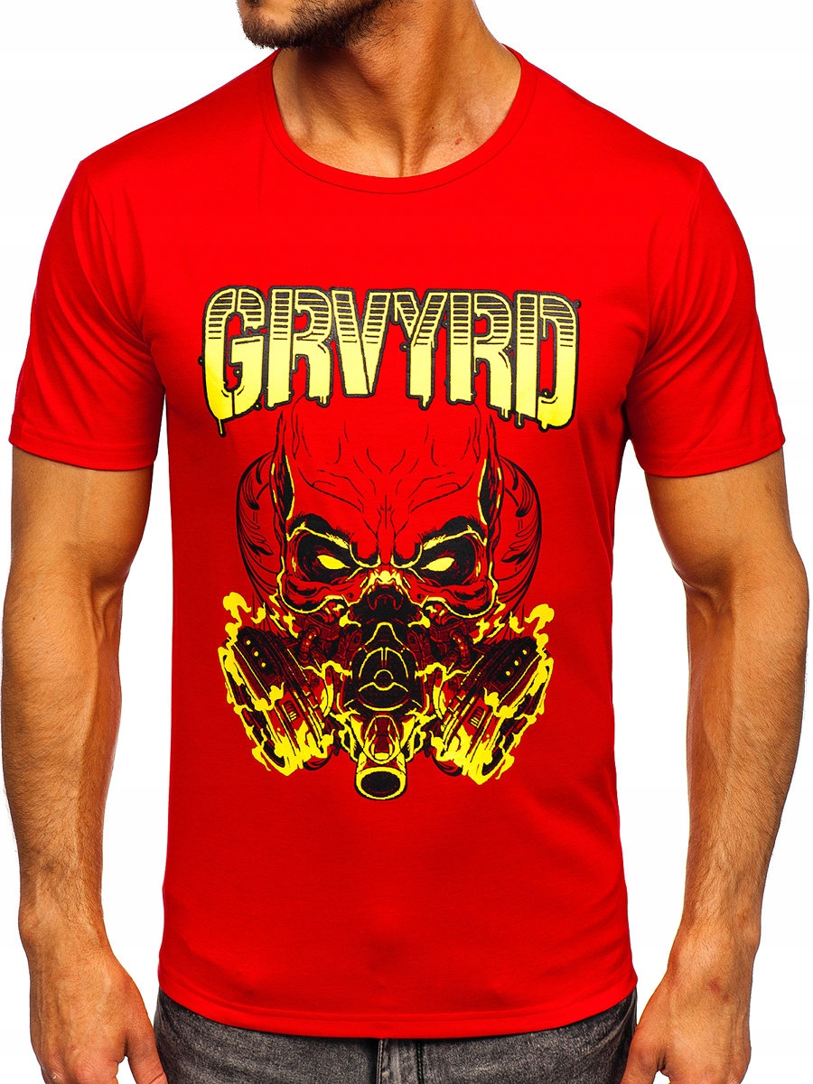 

T-shirt Z Nadrukiem Czerwony KS2653 Denley_m