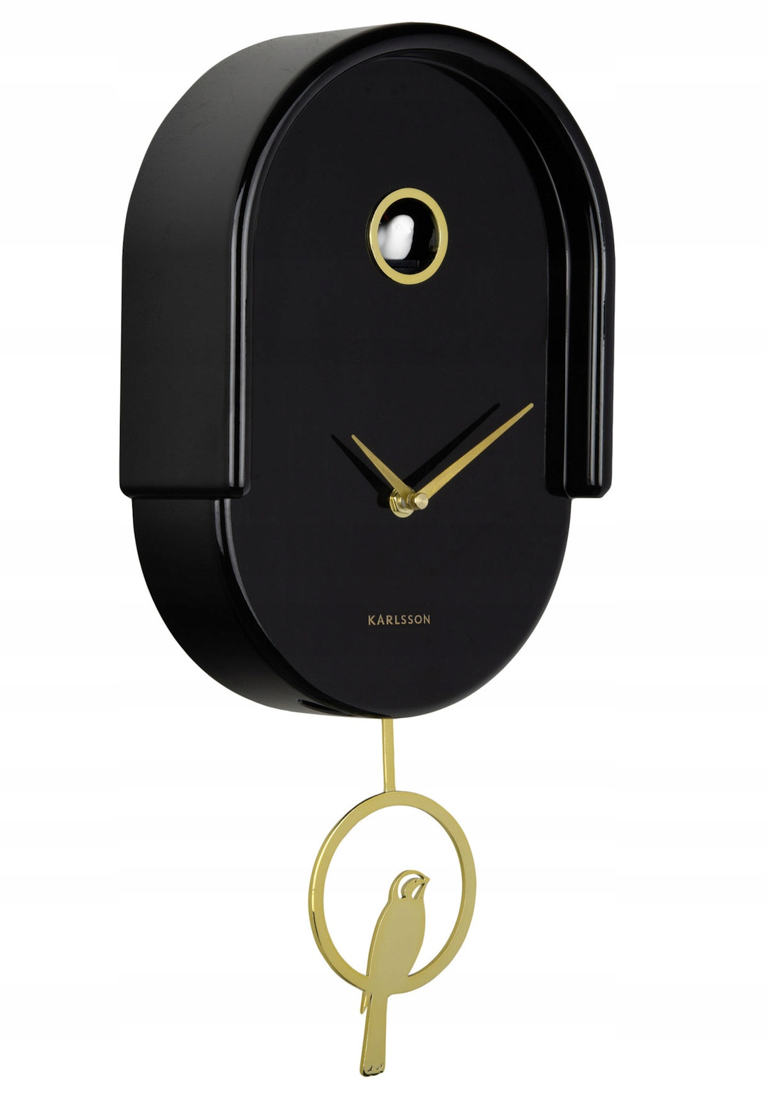 Čierny Elegantný Moderný Hodinový Stroj S Kukučkou A Kyvadlom Karlsson KA6069BK