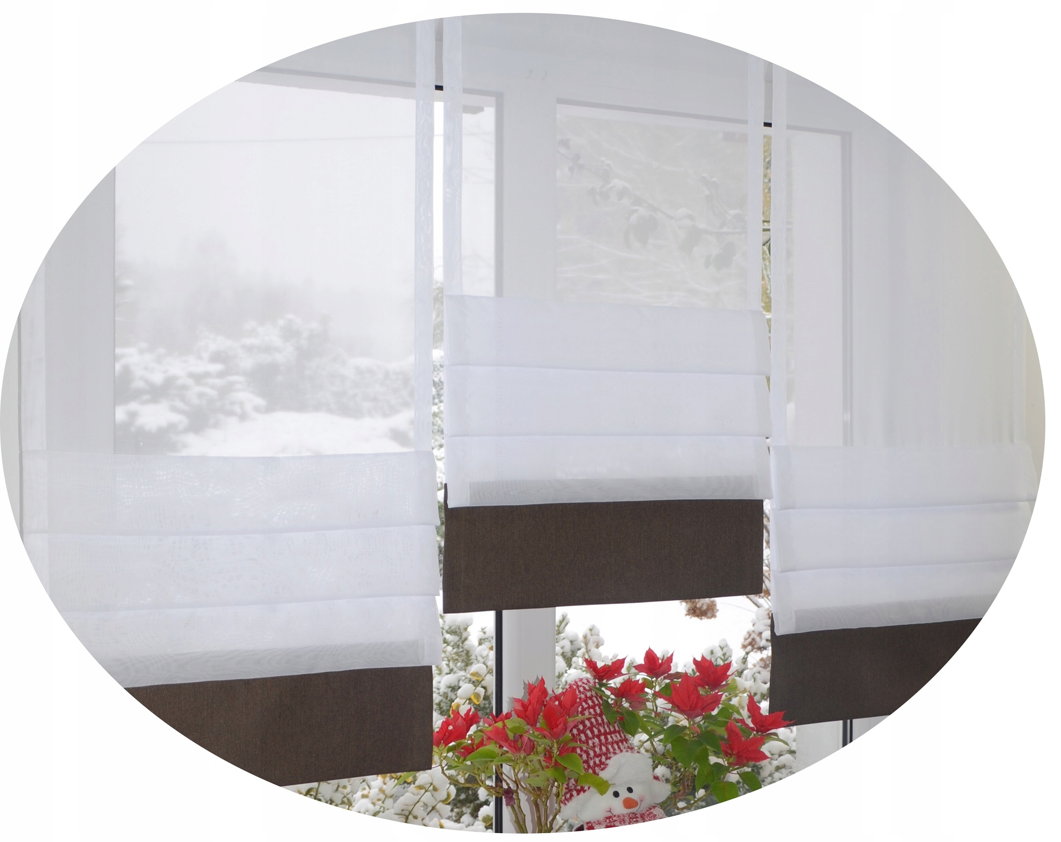 Panel jak roleta rzymska firana brązowy tweed ekran szer. 50cm/130 x 1szt Materiał poliester