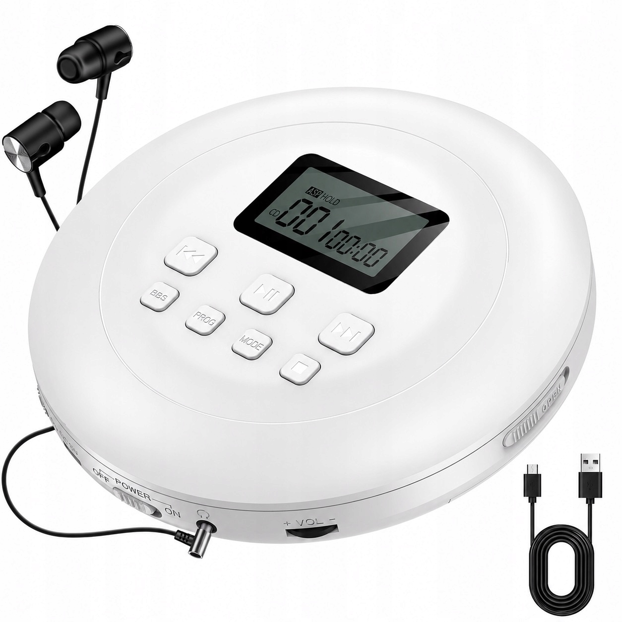Przenośny Odtwarzacz CD MP3 Gueray ZL2401 LCD Biały Usb Aux Słuchawki