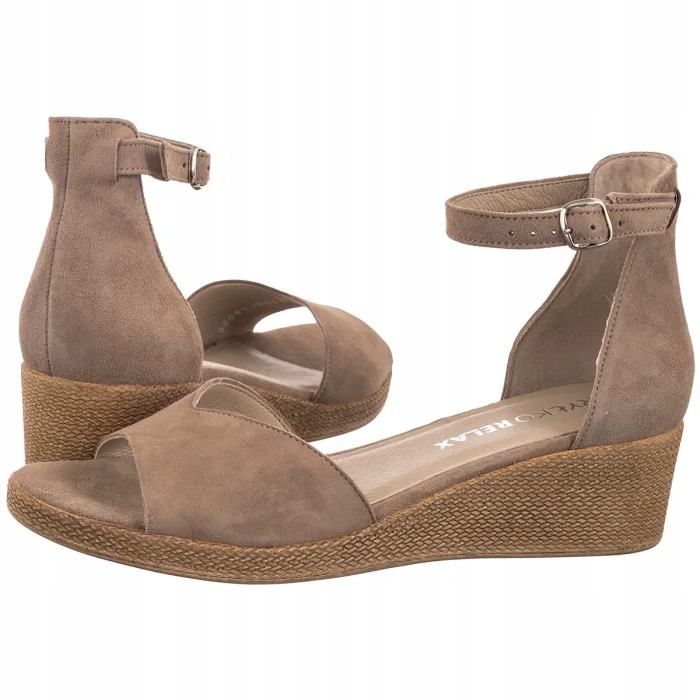 Kožené dámské sandály na podpatku Ryłko Béžové 3MBL4_V_ _4RG