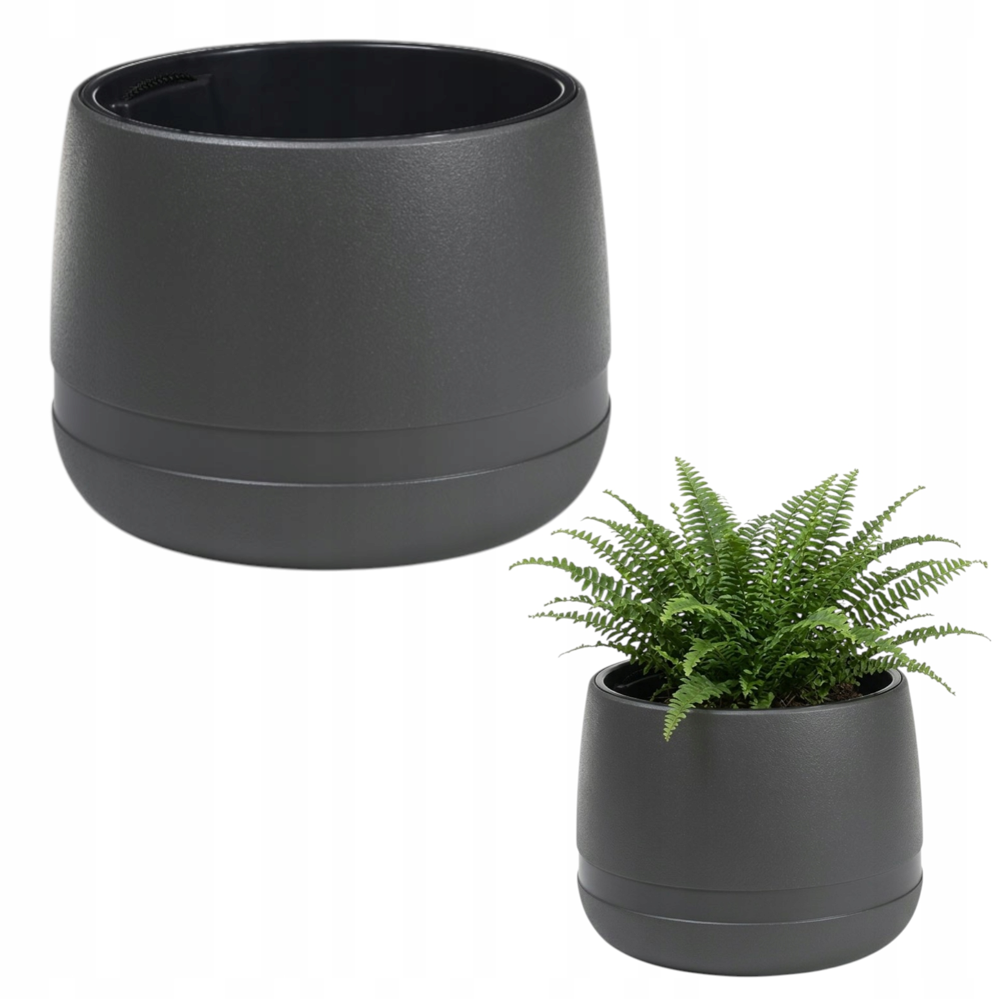 Doniczka 31x41 CM Donica Z Wkładem Ogrodowa Duża Szara Okrągła Plastikowa