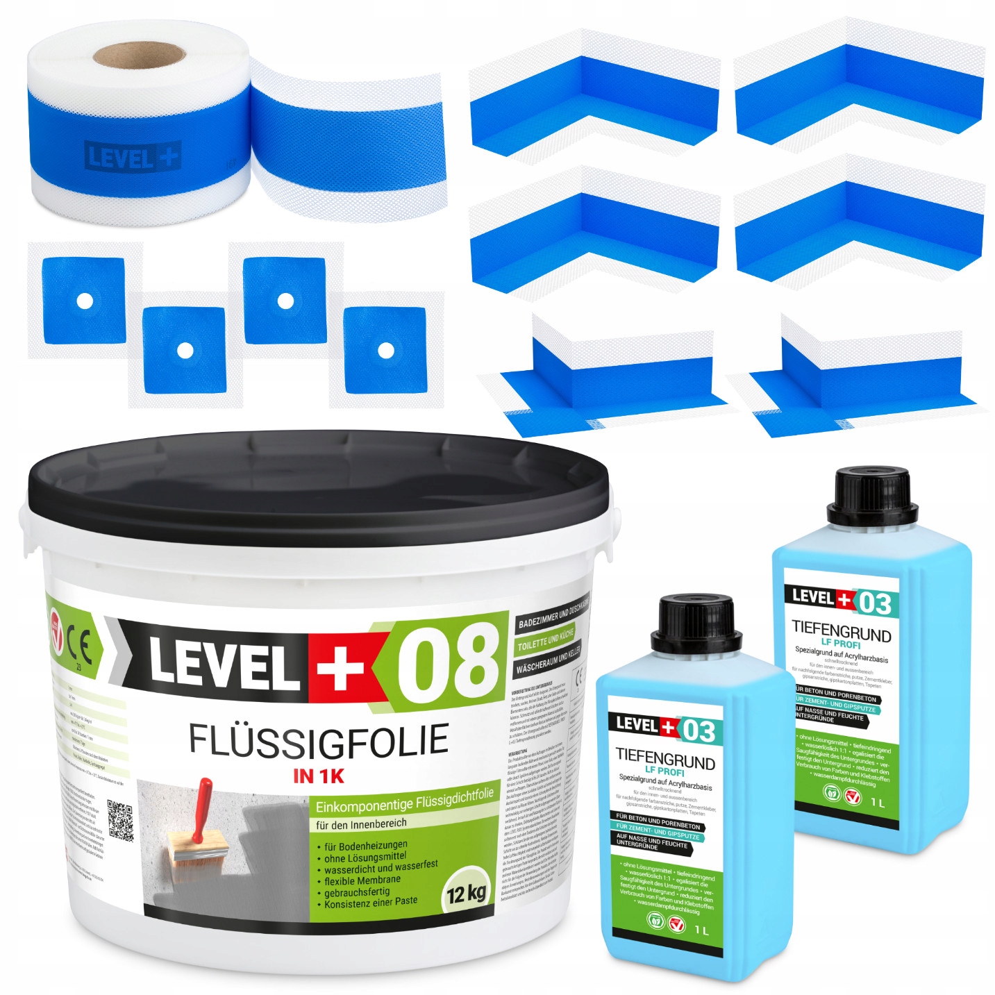 Zestaw Hydroizolacja Folia 12kg Taśma 20m Grunt 2l