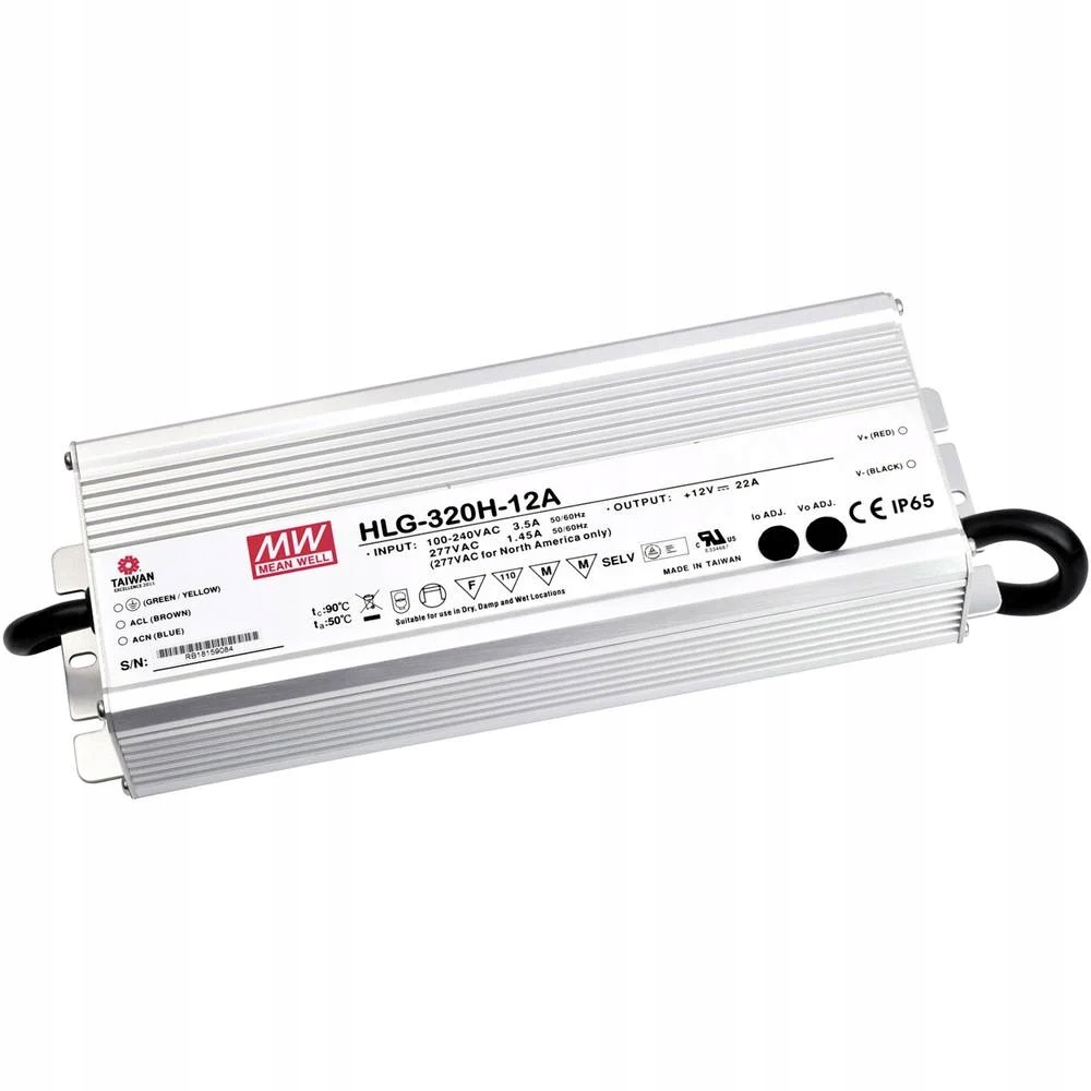 Mean Well HLG-320H-12B 320W Led napájecí zdroj 12V 22A IP67 stmívatelný