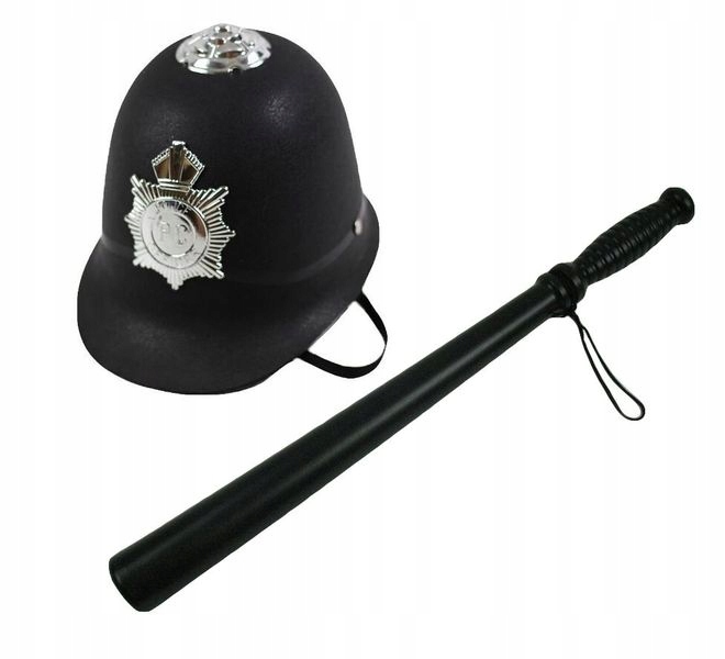 HEŁM KASK + PAŁKA STRÓJ POLICJANT ANGIELSKI