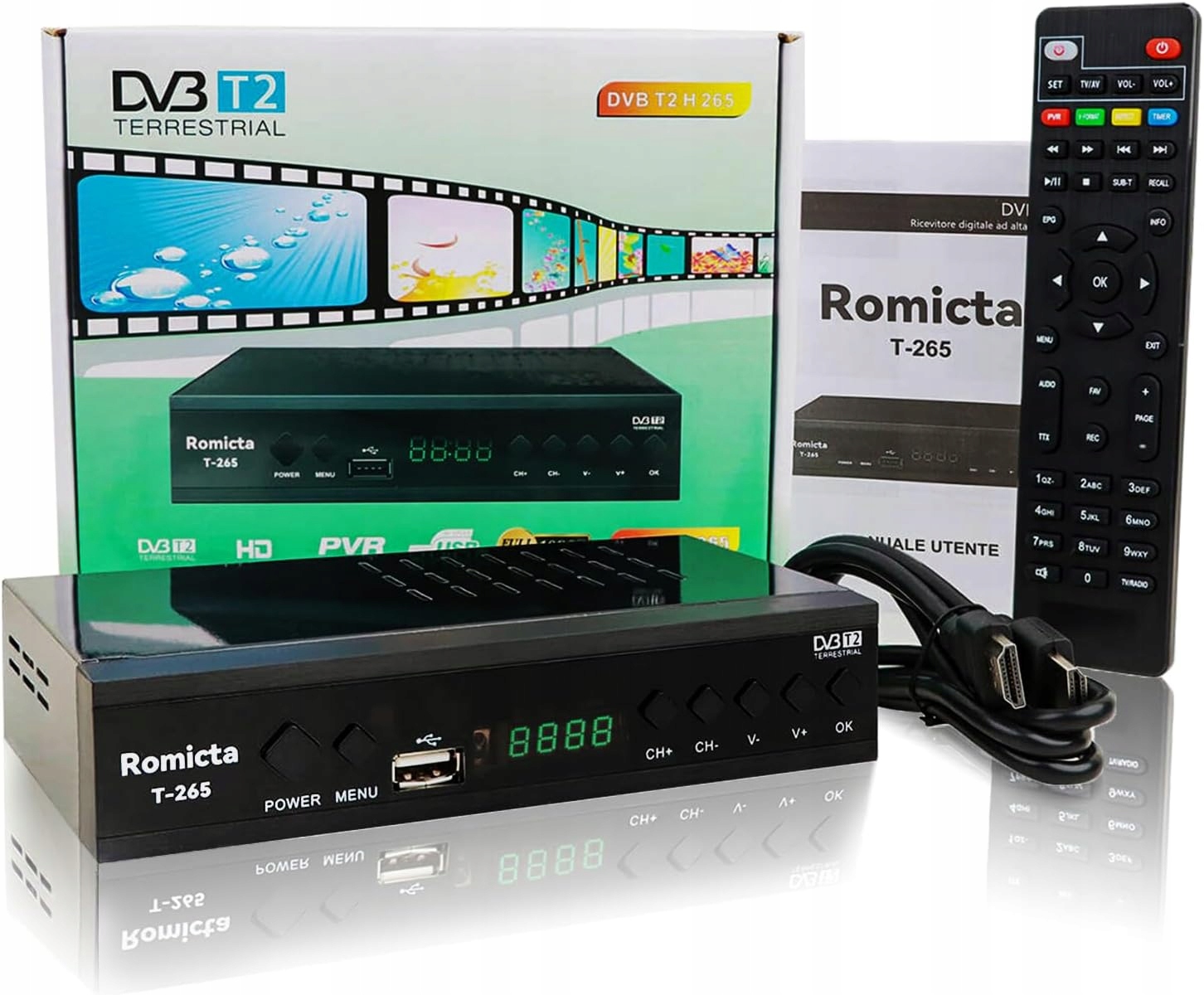 Dekoder Tuner TV DVB-T2 HEVC H.265 Nowy Standard Kablowy DVB-C Full HD PVR