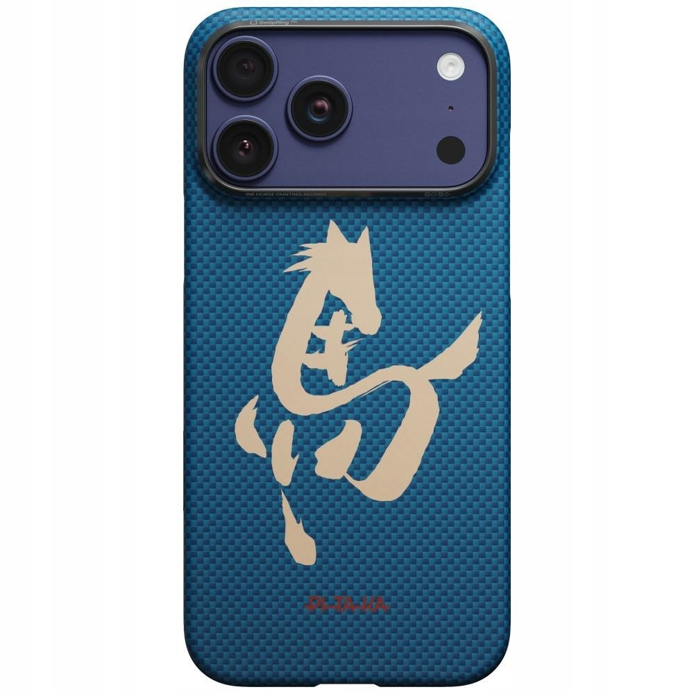 Etui Pitaka Edge Case Ink Horse Painting do iPhone 17 Pro Max azure green