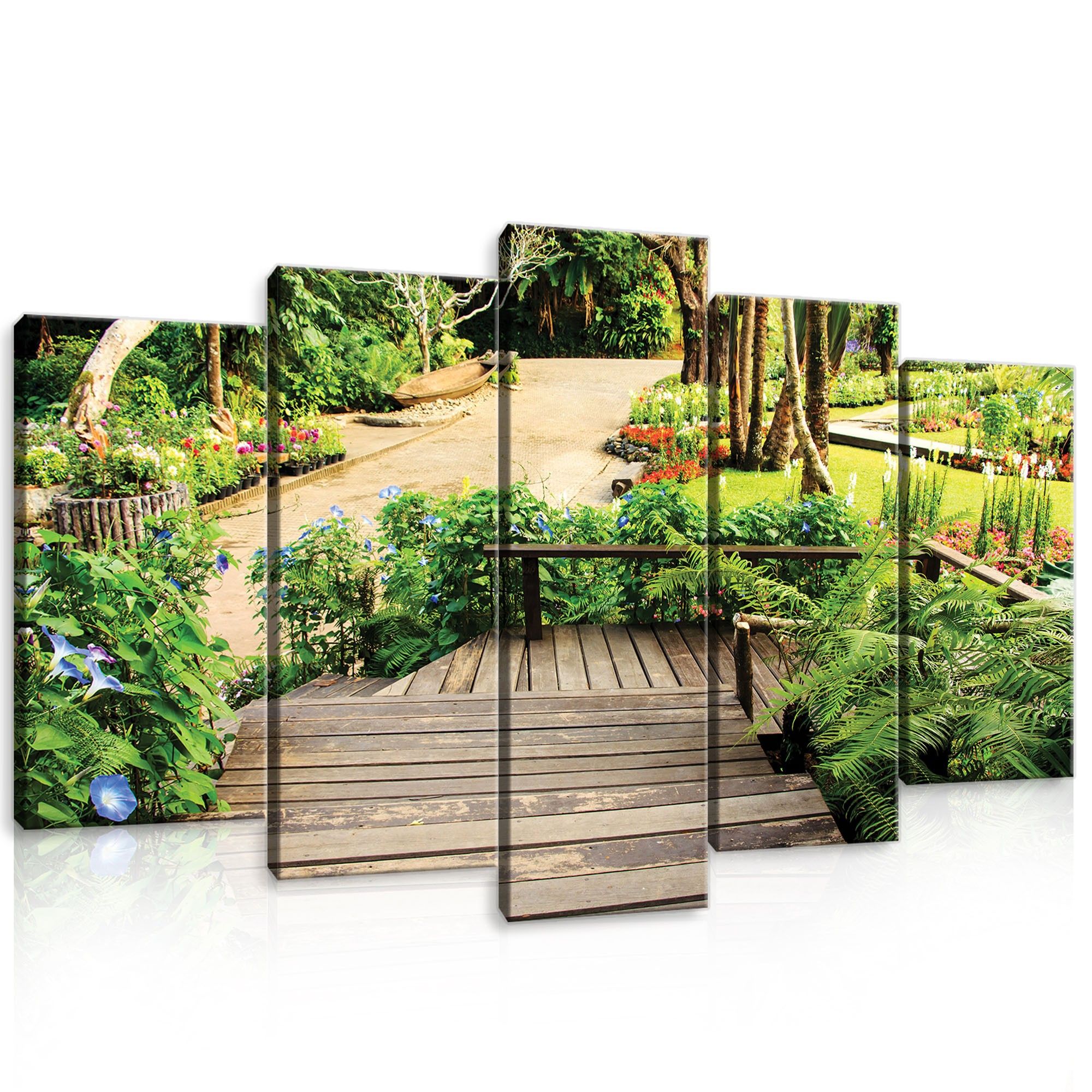 Obraz 100x60 Příroda zahrada park schody cesta zeleň květiny léto klid