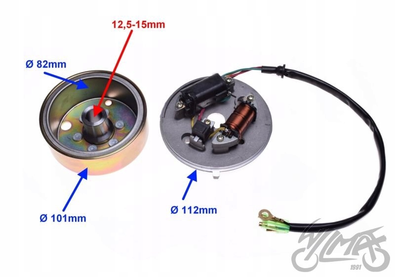 STATOR ISKROWNIK 2 CEWKI + KOŁO MAGNESOWE MBK 51 Numer katalogowy części WZMOTO.PL IS14M2245