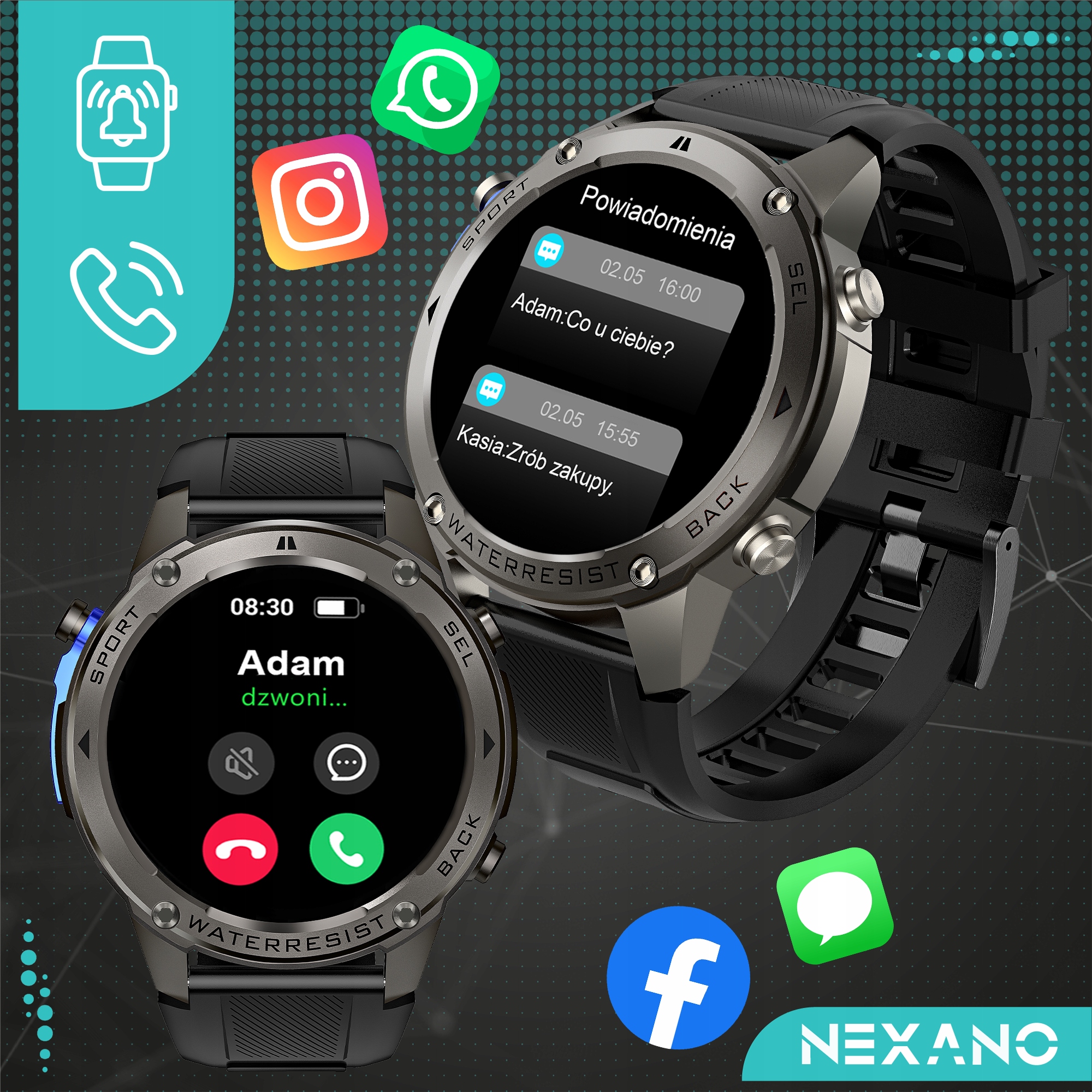 SMARTWATCH MĘSKI GPS ZEGAREK WODOODPORNY IP69K MENU PL ROZMOWY AMOLED SPORT Certyfikaty zgodności CE