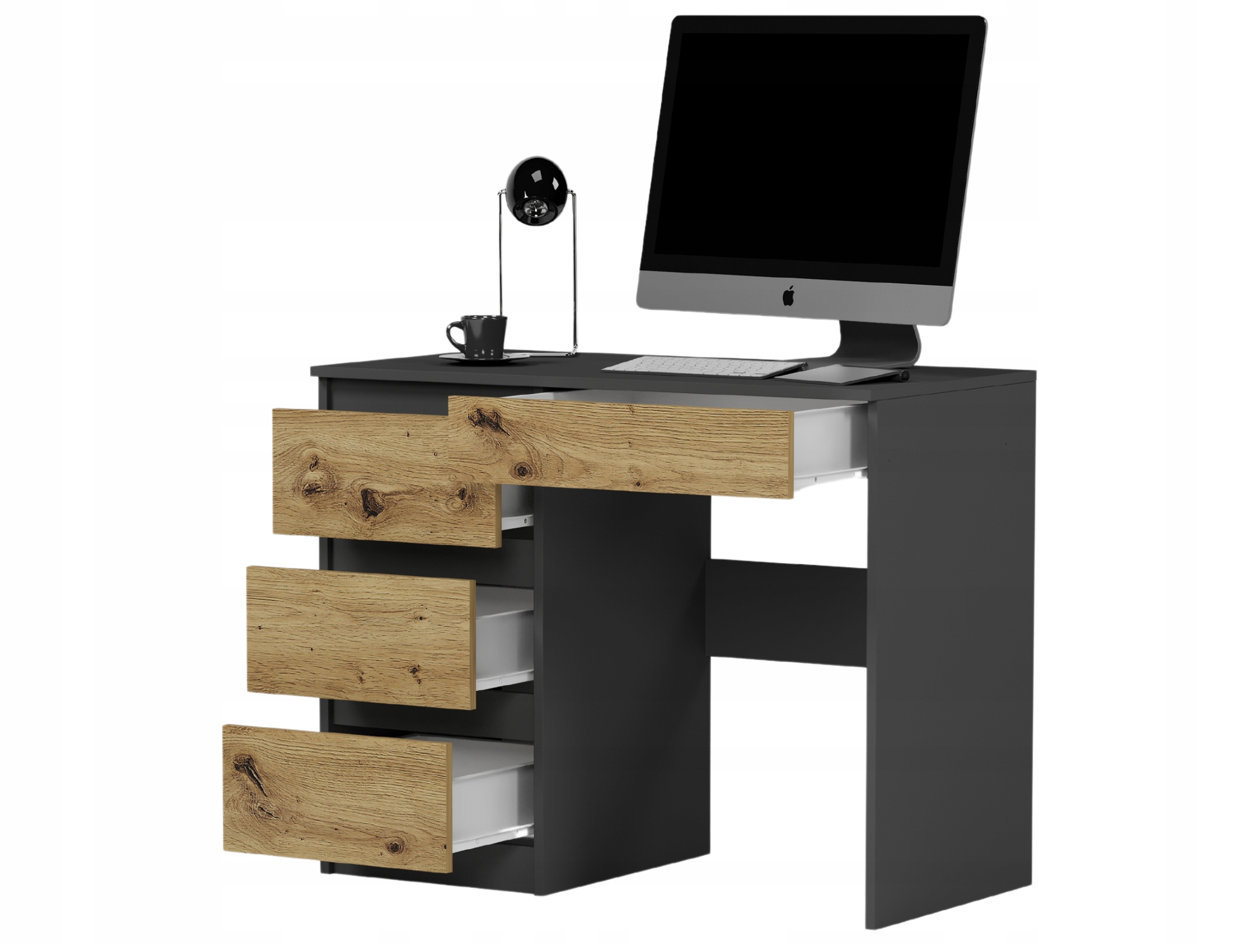 Meble Biurko komputerowe stolik 96cm antracyt mix artisan N34L lewe