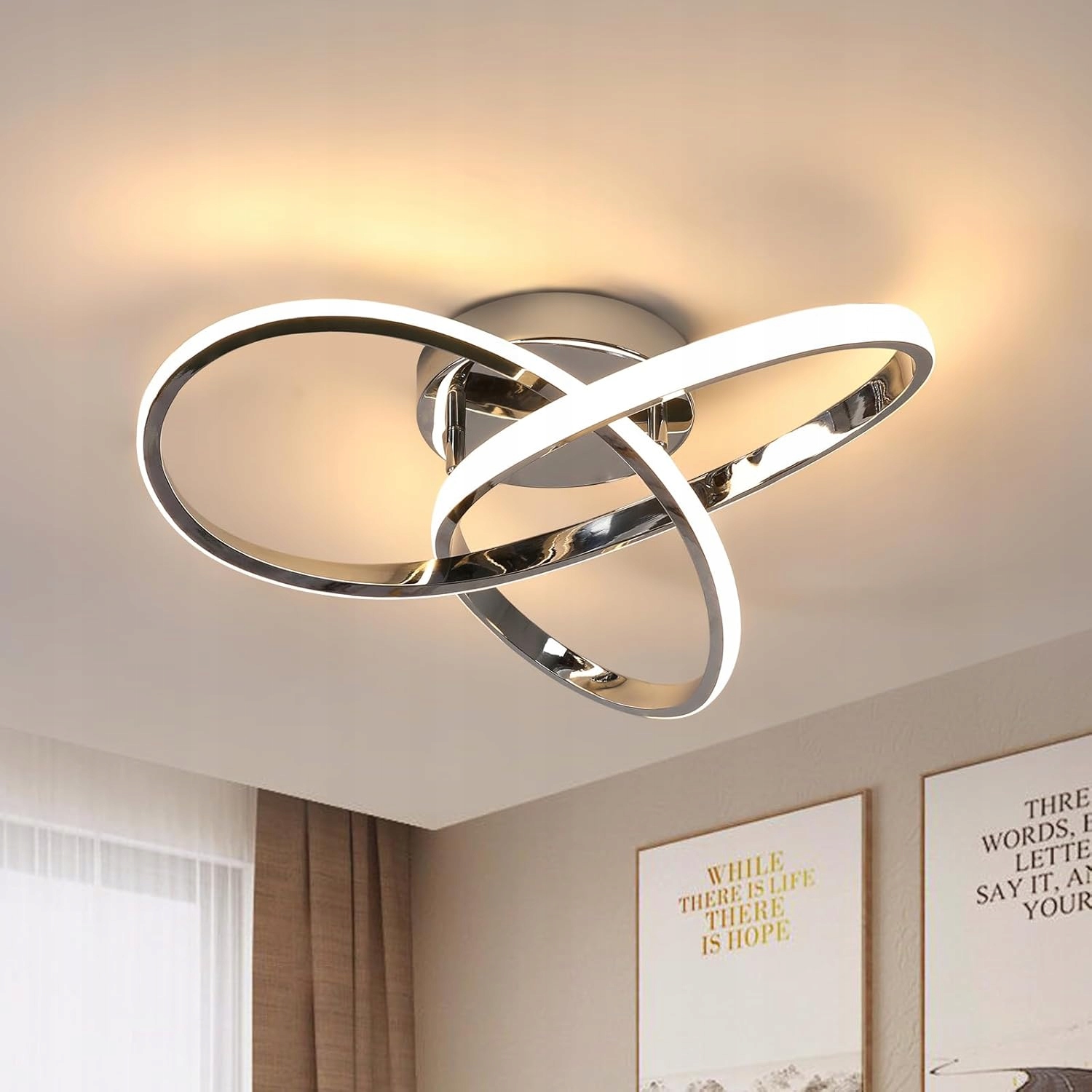 Led Stropní Svítidlo 40cm 38W 3000K Chrom Lustr do Obýváku a Kuchyně